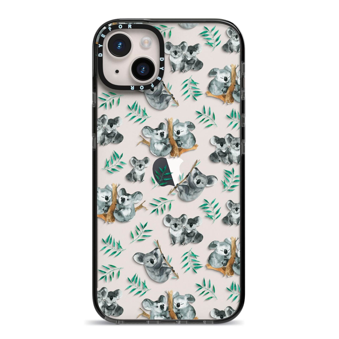 Koala Bear iPhone 14 Plus Black Impact Case on Silver phone