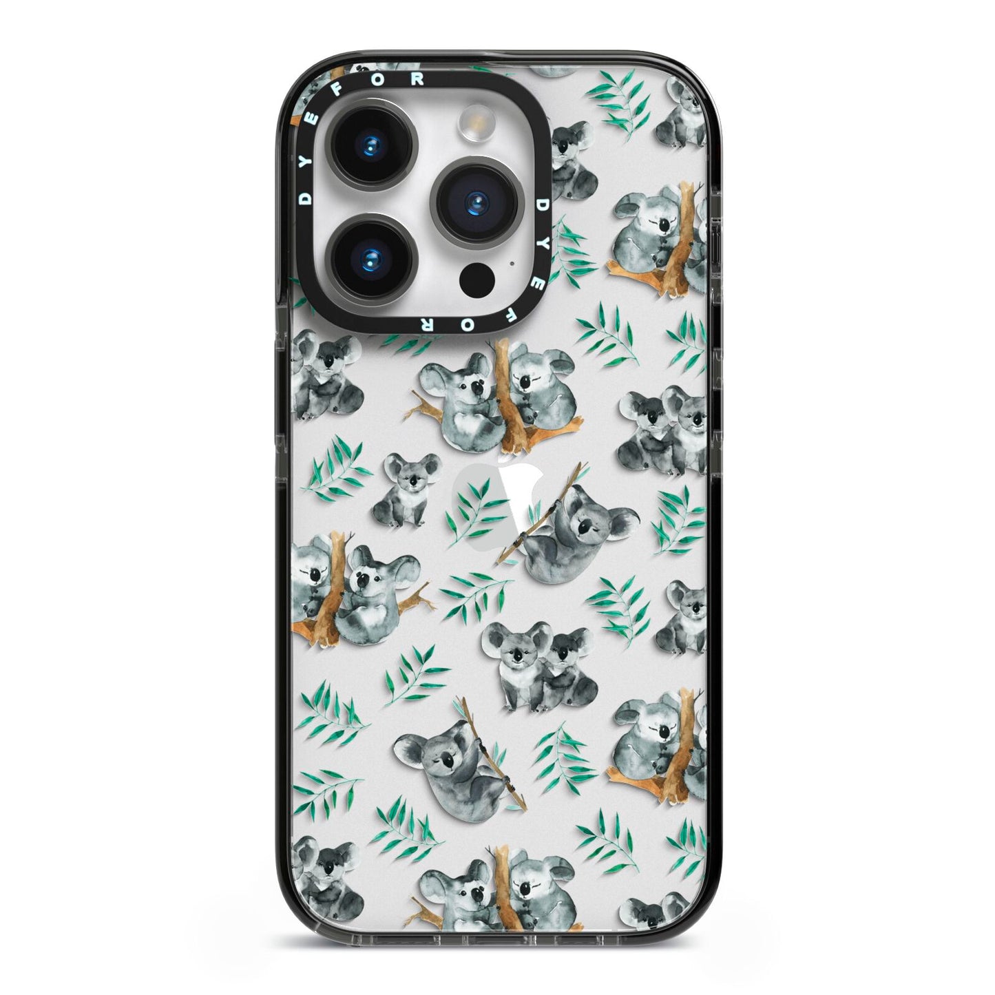 Koala Bear iPhone 14 Pro Black Impact Case on Silver phone