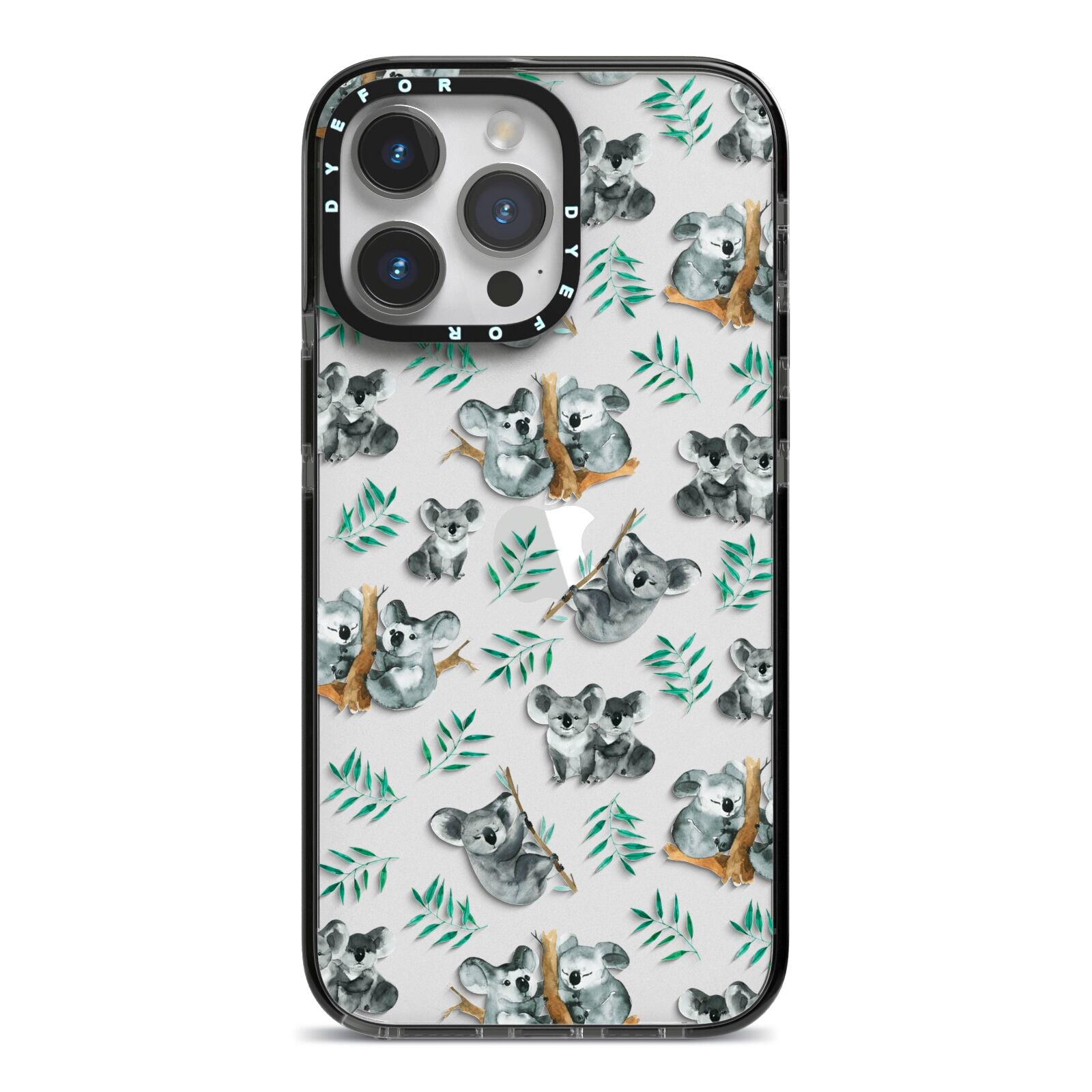 Koala Bear iPhone 14 Pro Max Black Impact Case on Silver phone