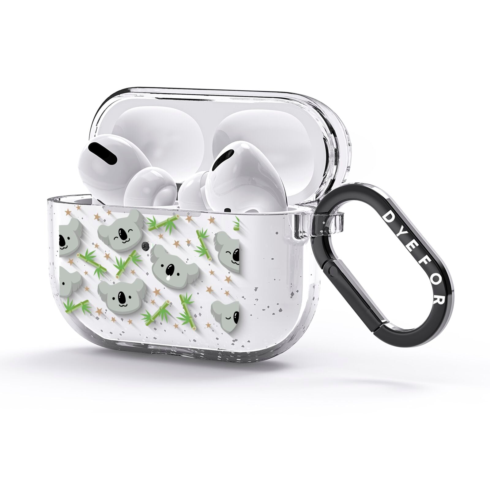 Koala Faces with Transparent Background AirPods Glitter Case 3rd Gen Side Image