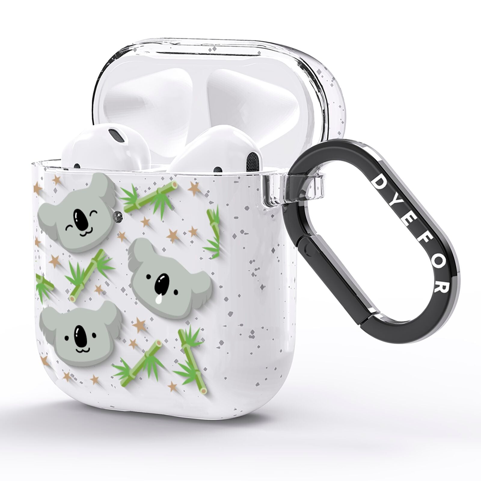 Koala Faces with Transparent Background AirPods Glitter Case Side Image