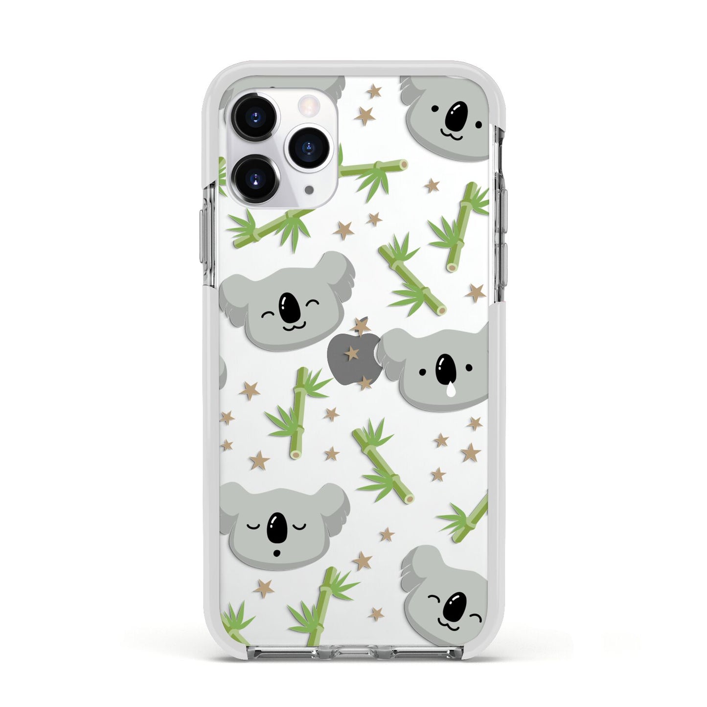 Koala Faces with Transparent Background Apple iPhone 11 Pro in Silver with White Impact Case