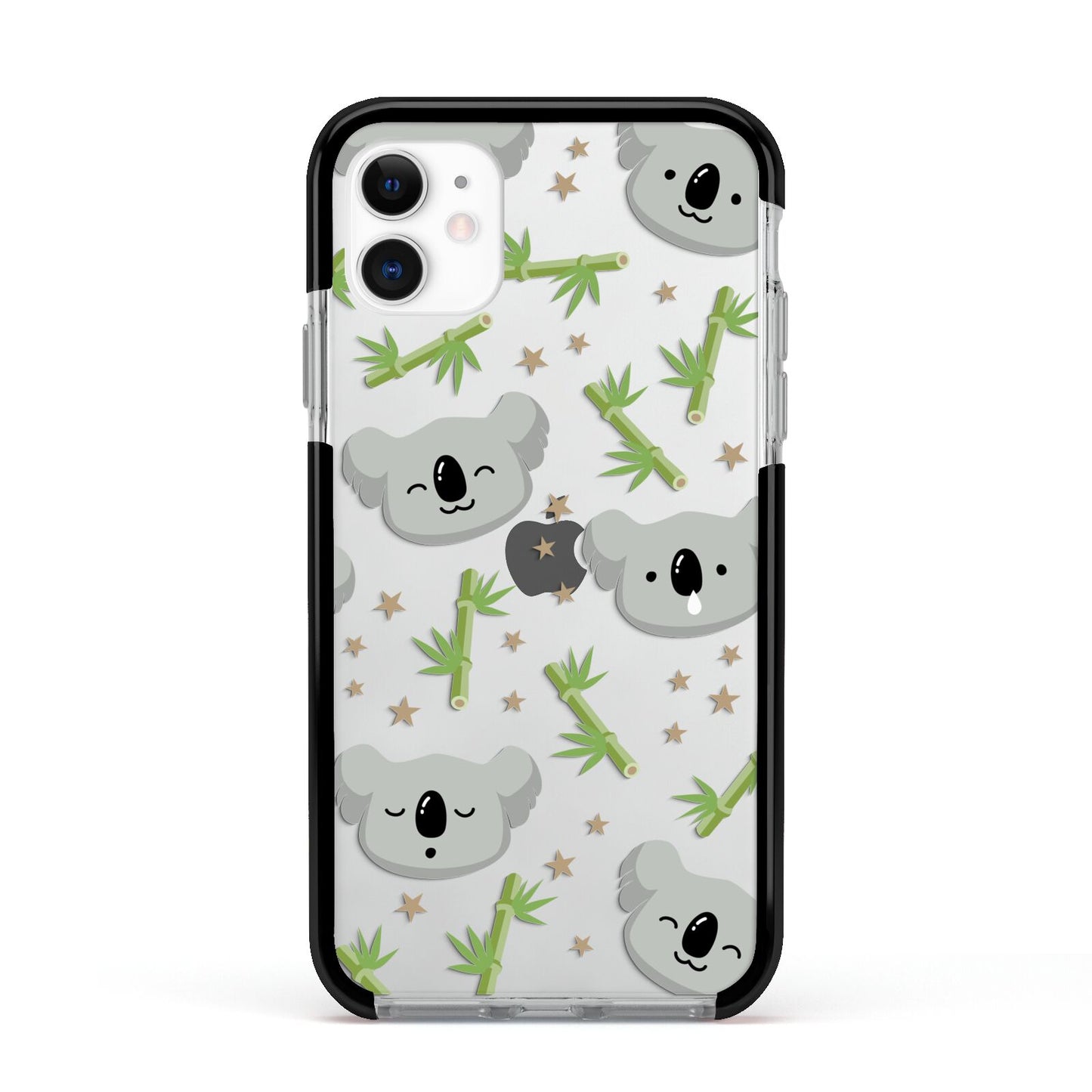 Koala Faces with Transparent Background Apple iPhone 11 in White with Black Impact Case