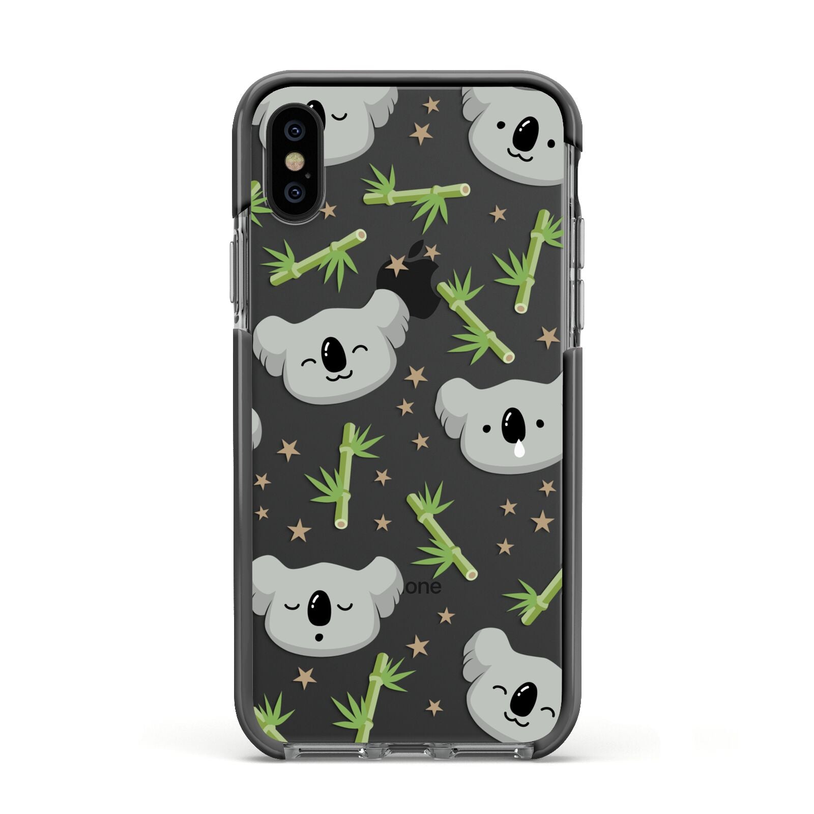 Koala Faces with Transparent Background Apple iPhone Xs Impact Case Black Edge on Black Phone