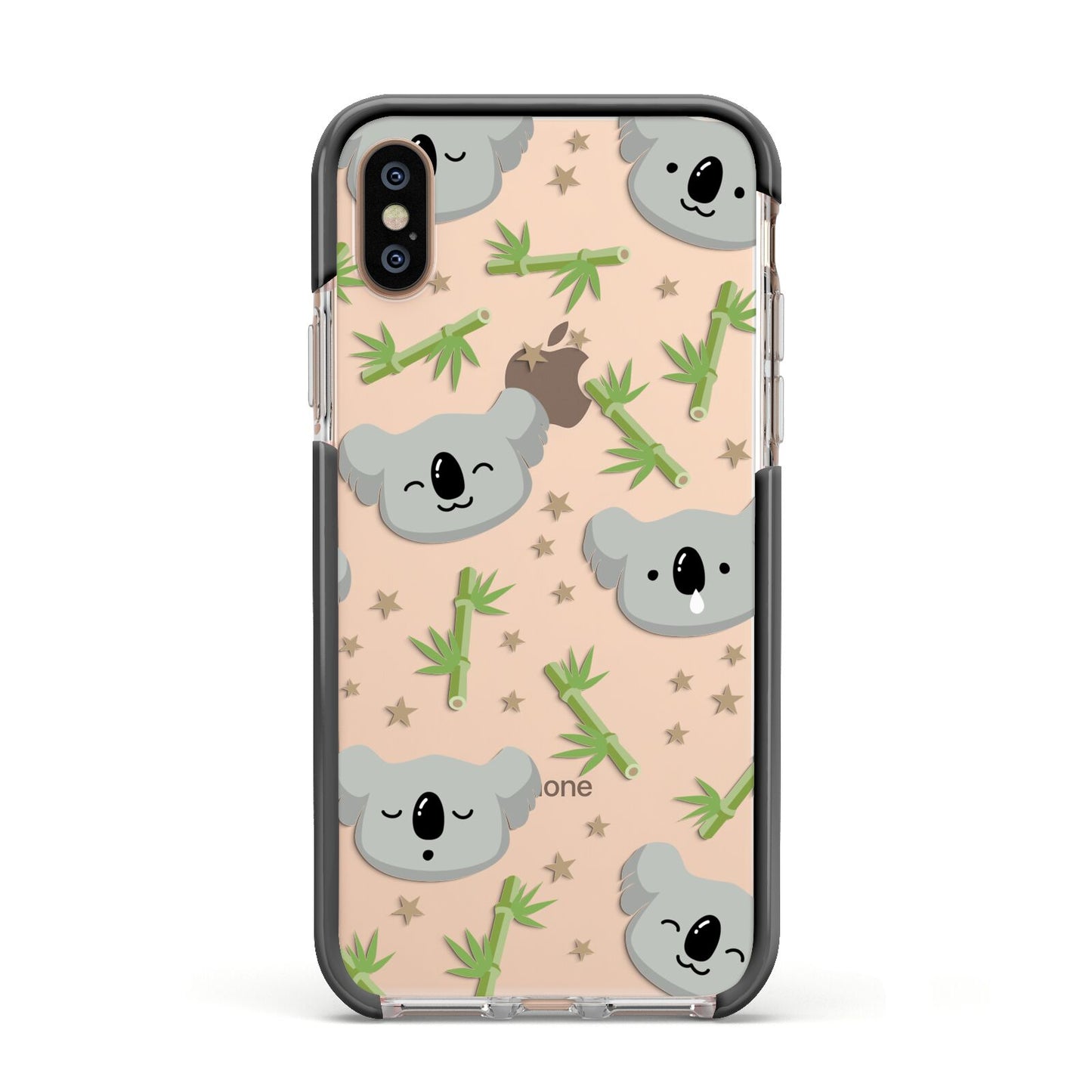 Koala Faces with Transparent Background Apple iPhone Xs Impact Case Black Edge on Gold Phone