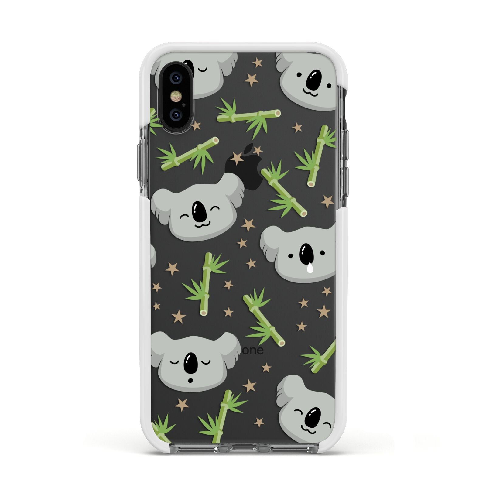 Koala Faces with Transparent Background Apple iPhone Xs Impact Case White Edge on Black Phone