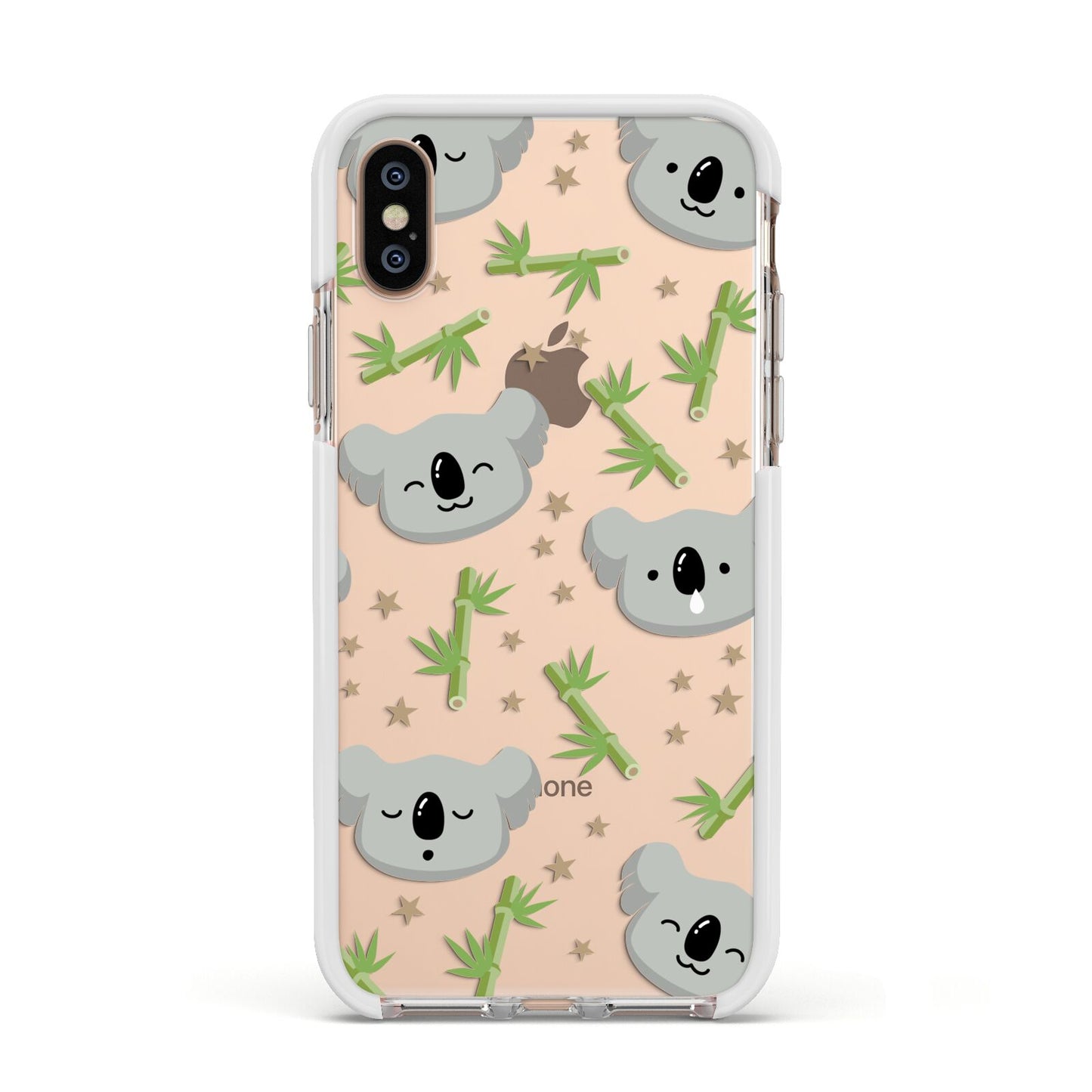 Koala Faces with Transparent Background Apple iPhone Xs Impact Case White Edge on Gold Phone