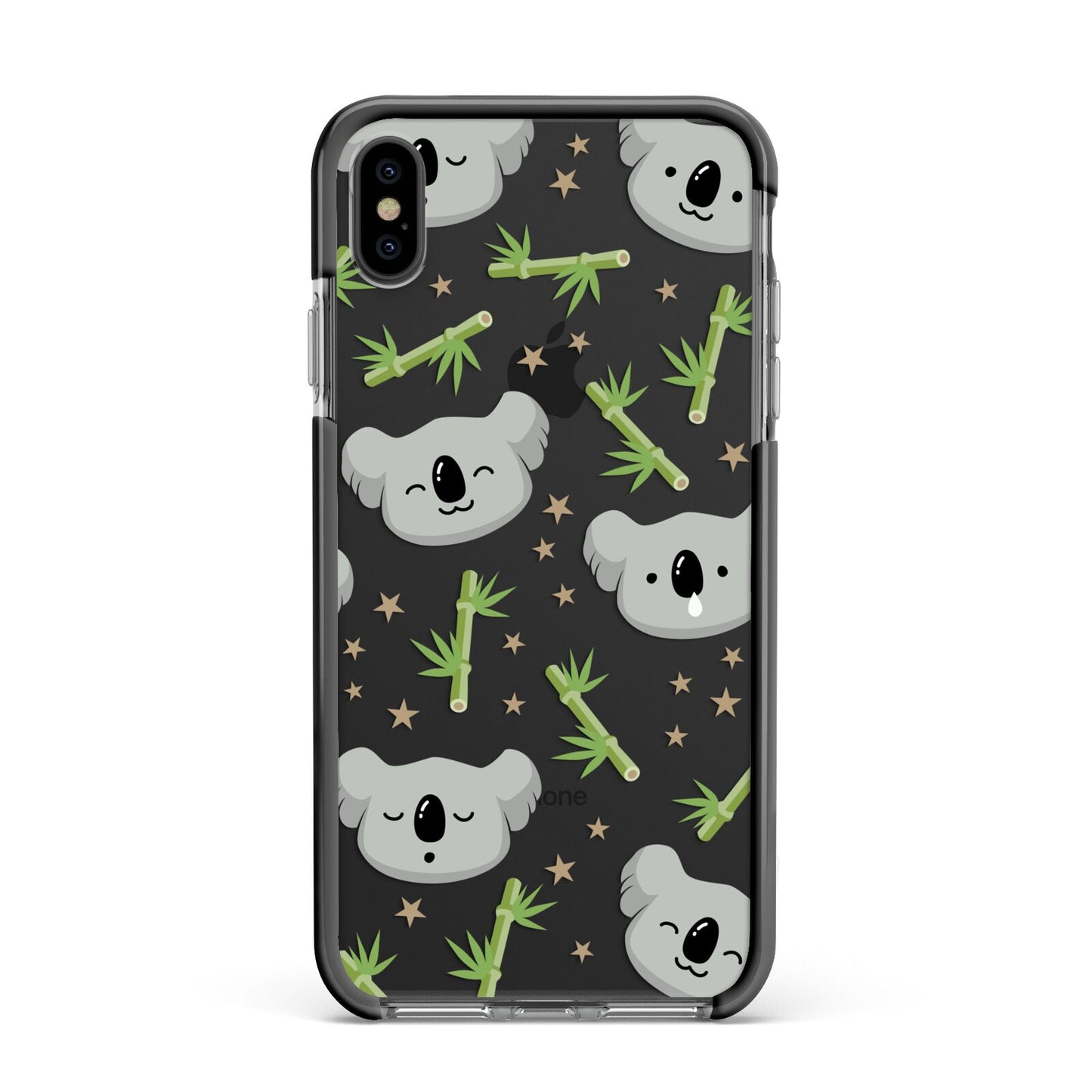 Koala Faces with Transparent Background Apple iPhone Xs Max Impact Case Black Edge on Black Phone