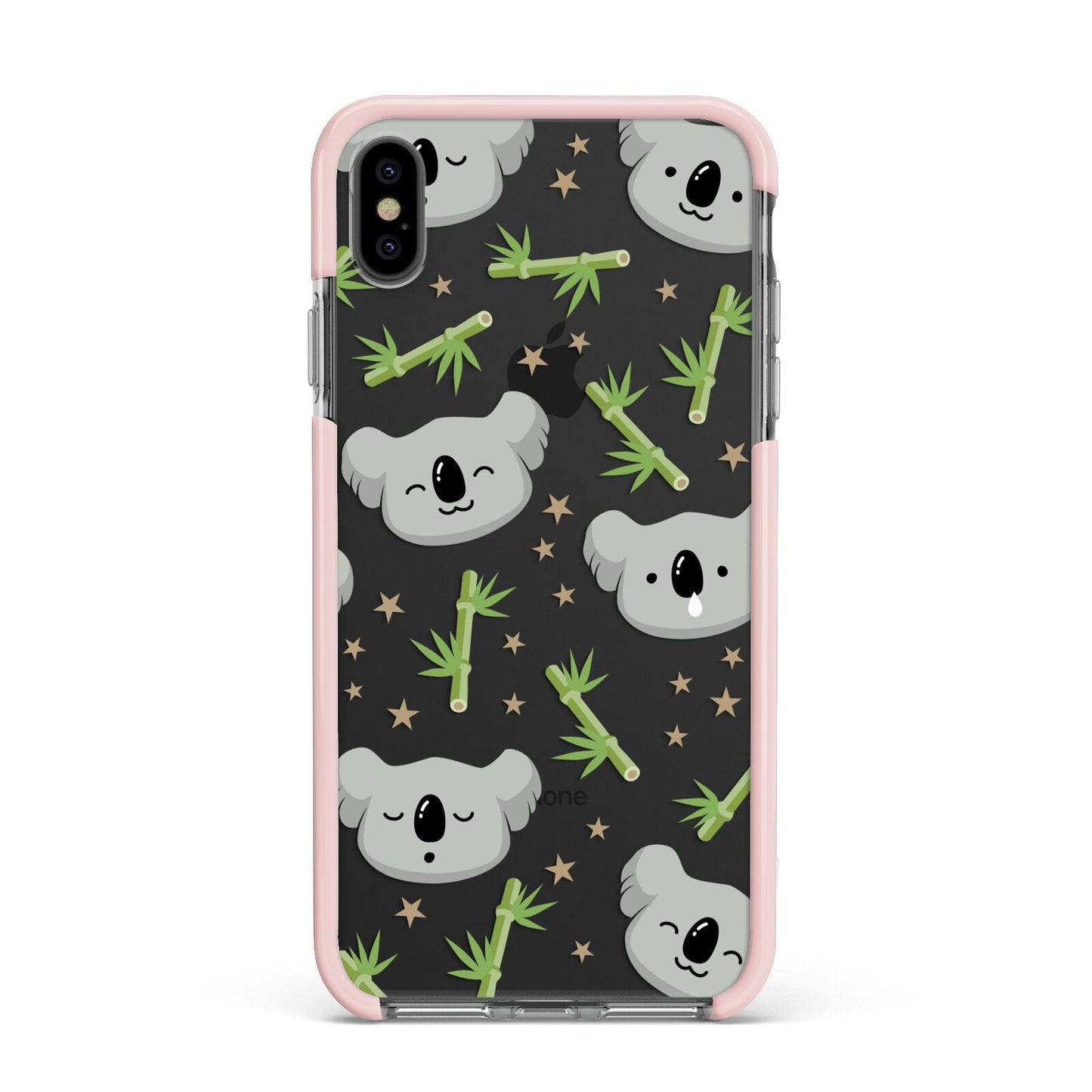 Koala Faces with Transparent Background Apple iPhone Xs Max Impact Case Pink Edge on Black Phone