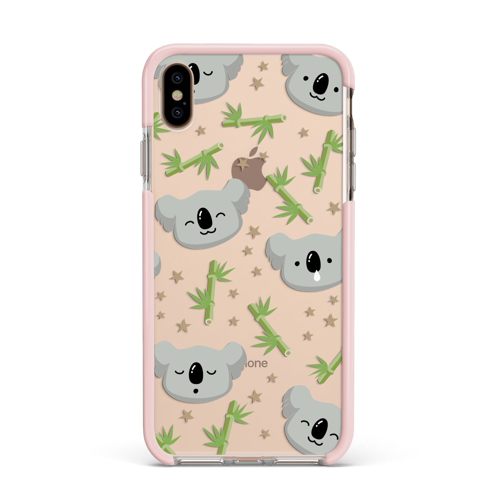 Koala Faces with Transparent Background Apple iPhone Xs Max Impact Case Pink Edge on Gold Phone