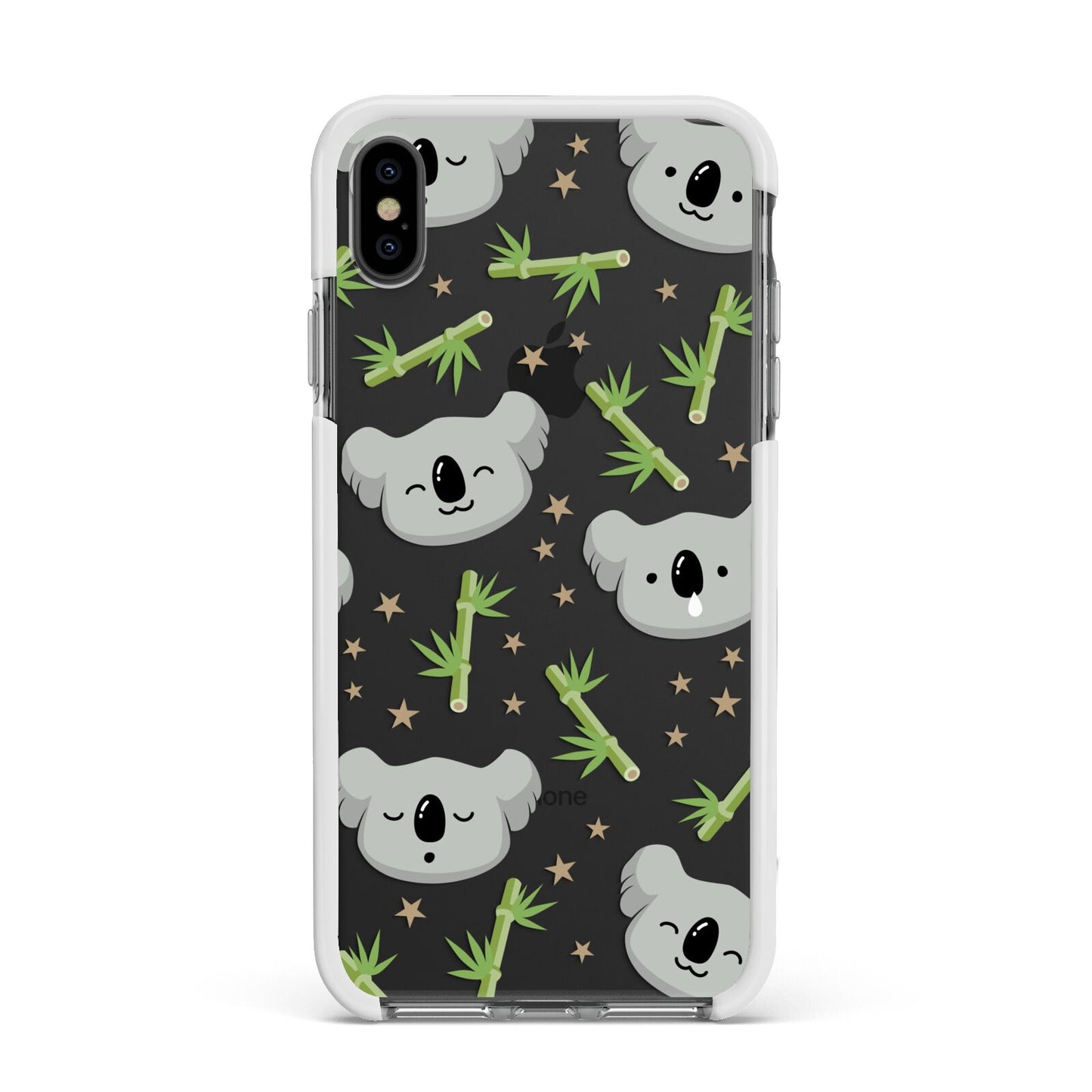 Koala Faces with Transparent Background Apple iPhone Xs Max Impact Case White Edge on Black Phone