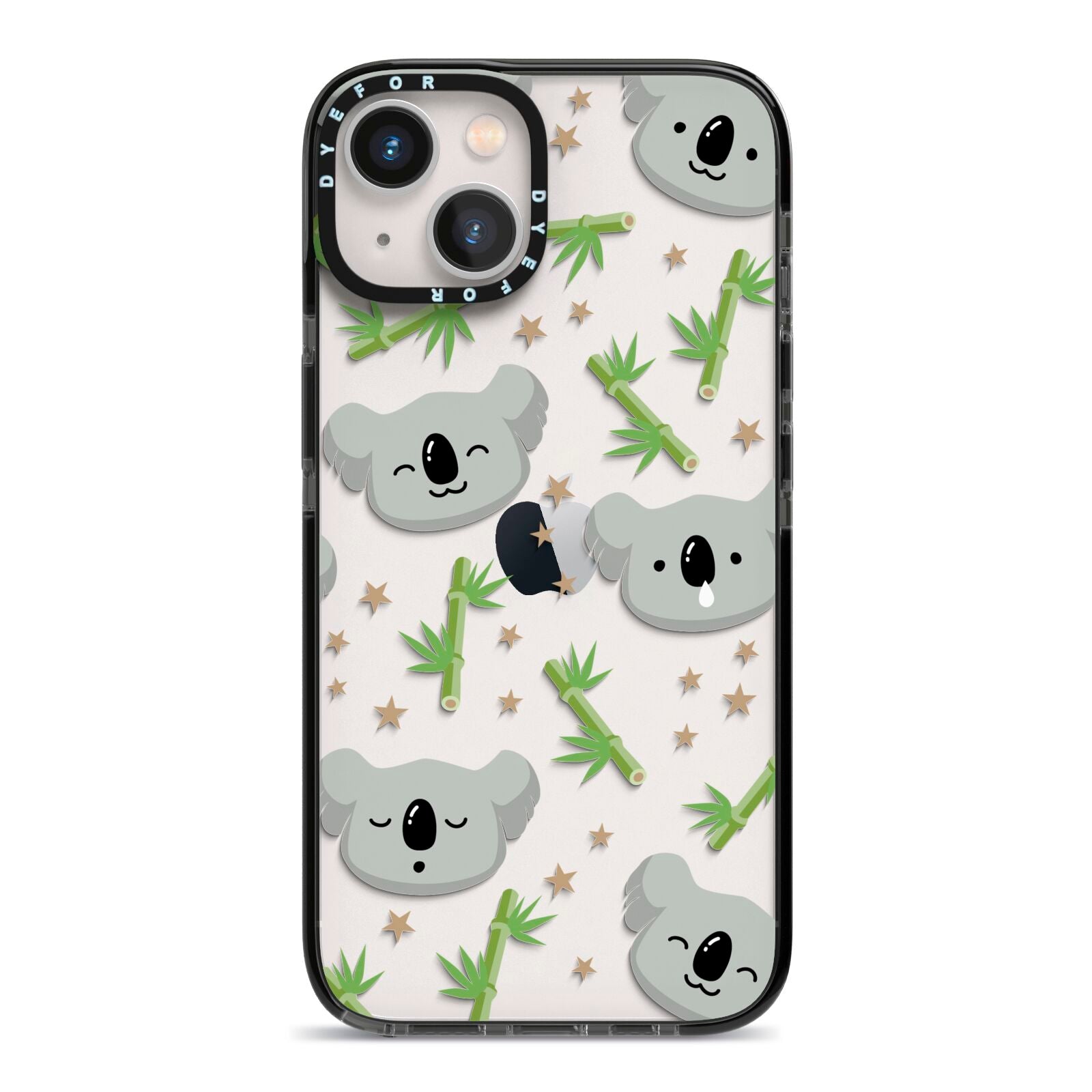 Koala Faces with Transparent Background iPhone 13 Black Impact Case on Silver phone