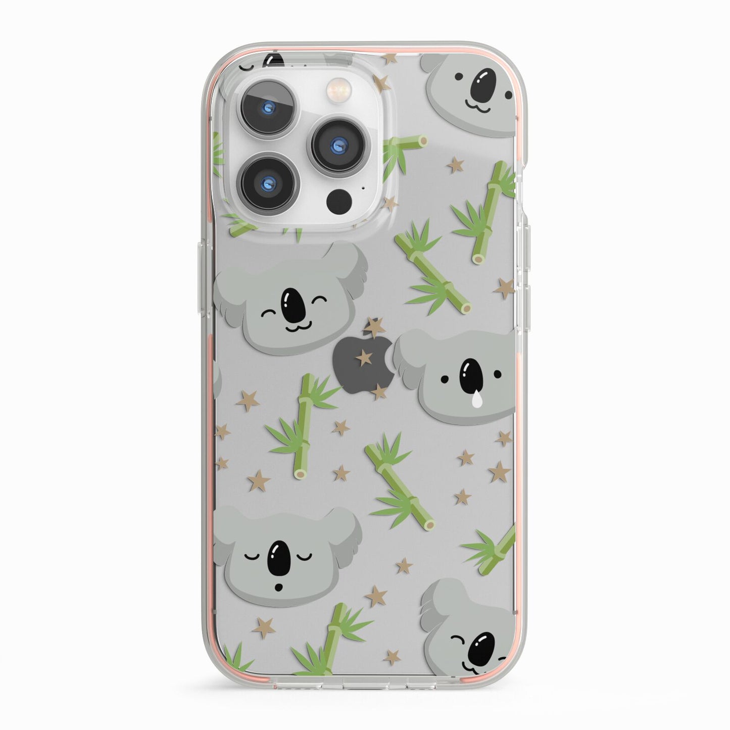 Koala Faces with Transparent Background iPhone 13 Pro TPU Impact Case with Pink Edges