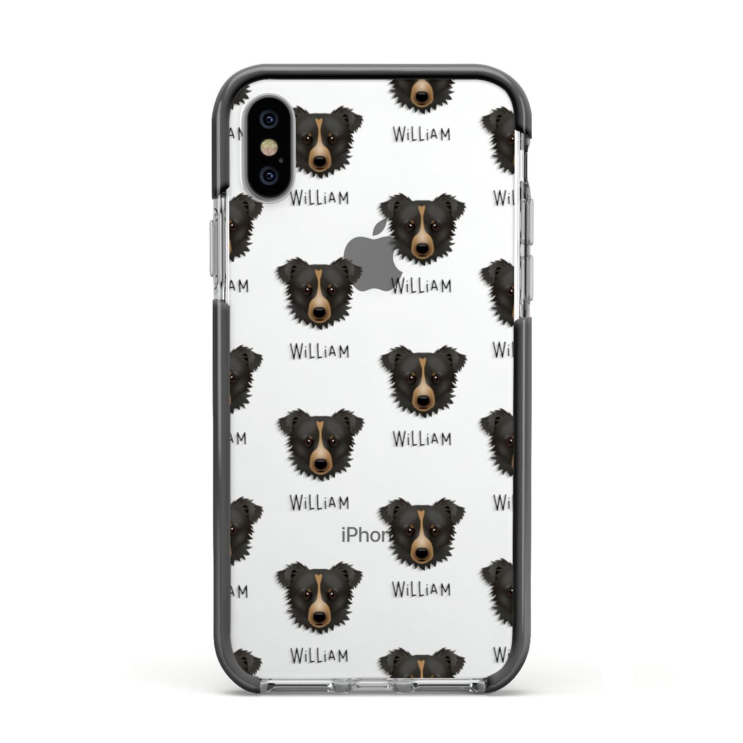 Kokoni Icon with Name Apple iPhone Xs Impact Case Black Edge on Silver Phone