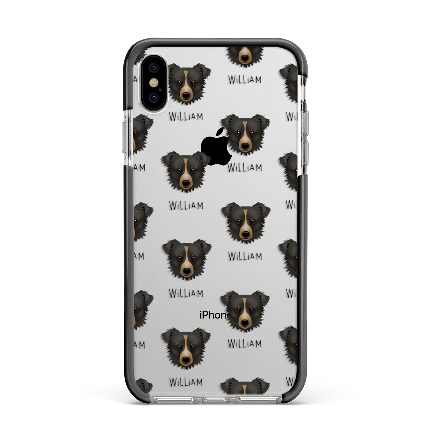 Kokoni Icon with Name Apple iPhone Xs Max Impact Case Black Edge on Silver Phone