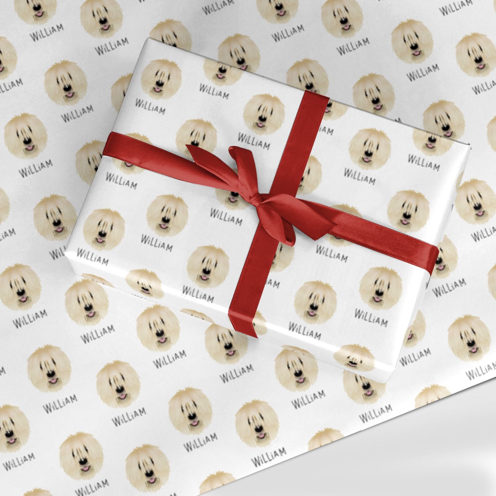 Komondor Icon with Name Custom Wrapping Paper