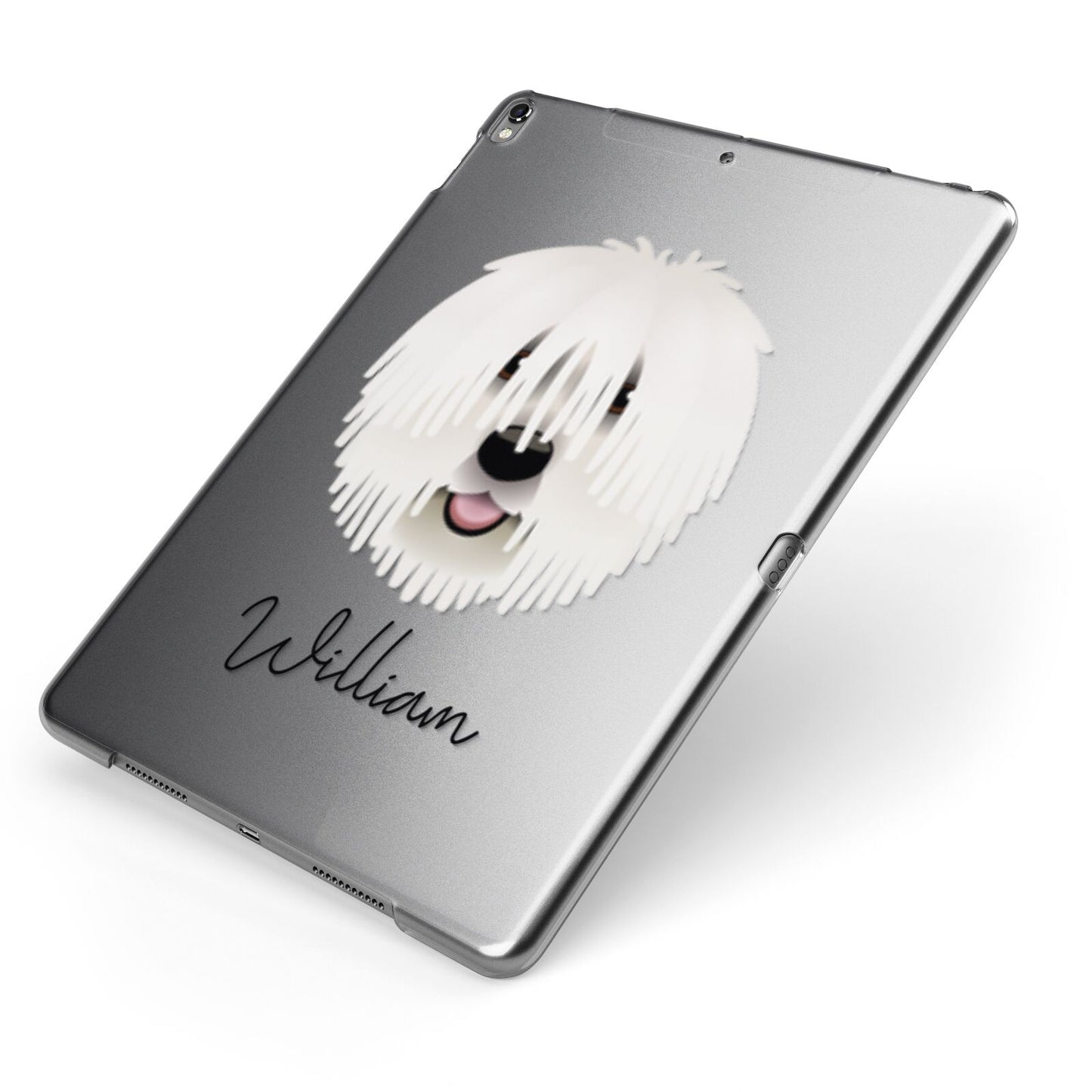 Komondor Personalised Apple iPad Case on Grey iPad Side View