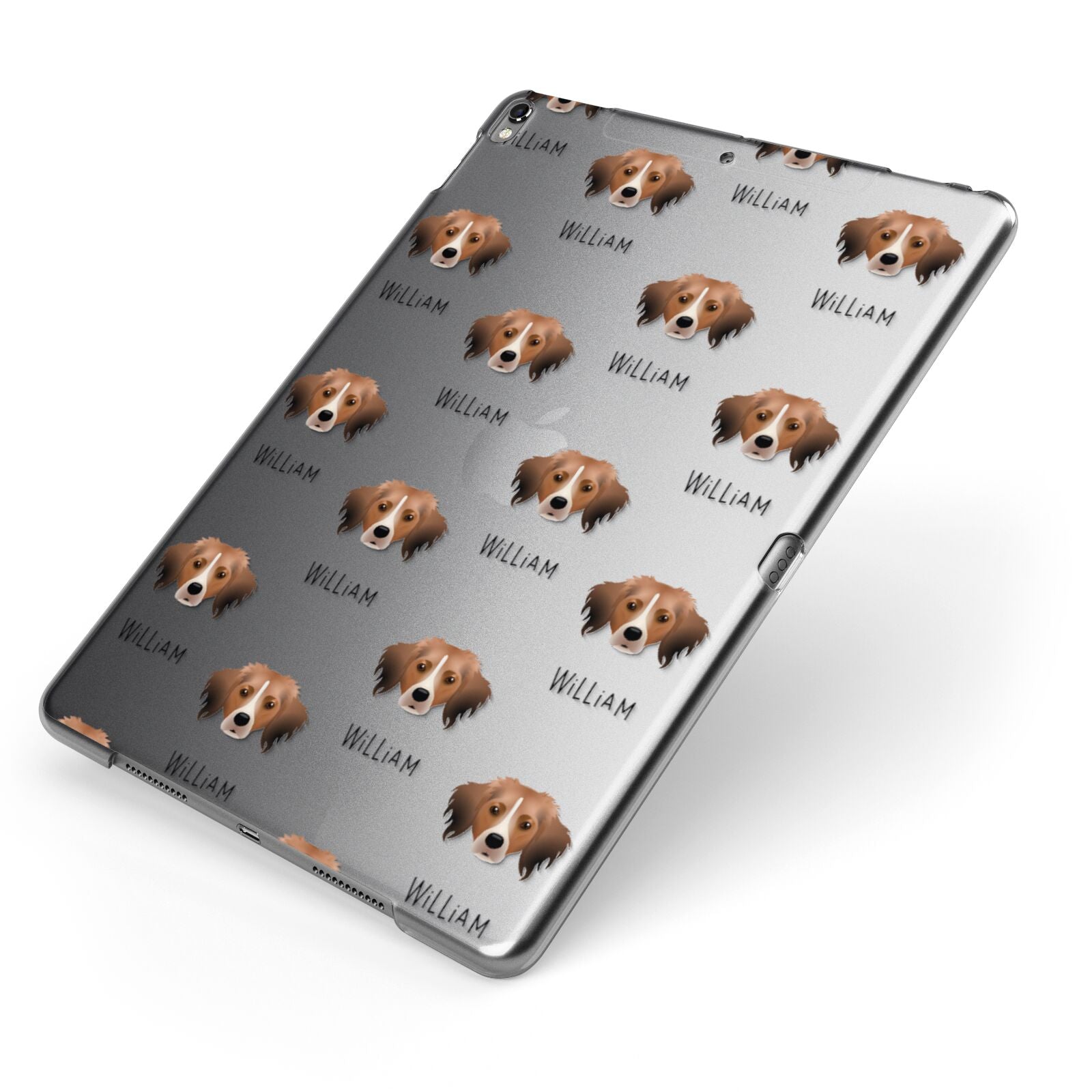 Kooikerhondje Icon with Name Apple iPad Case on Grey iPad Side View