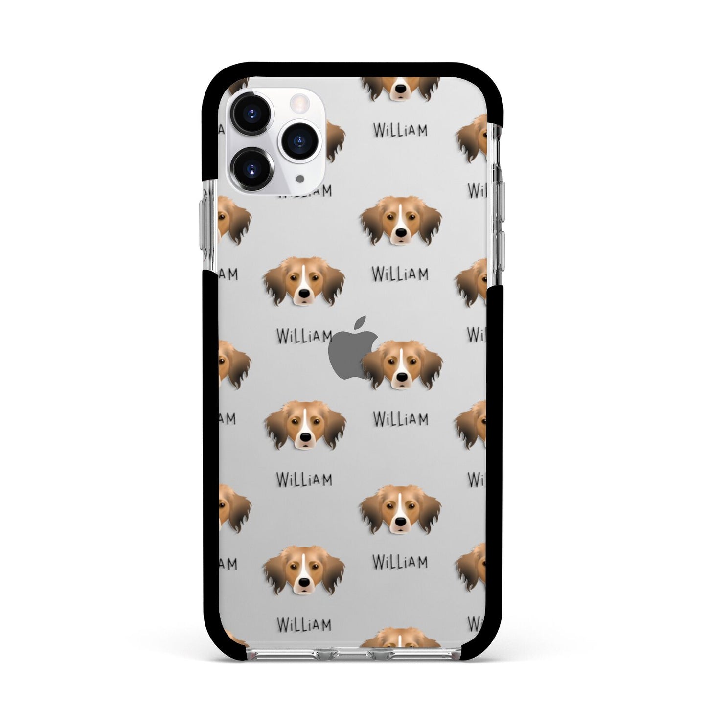 Kooikerhondje Icon with Name Apple iPhone 11 Pro Max in Silver with Black Impact Case