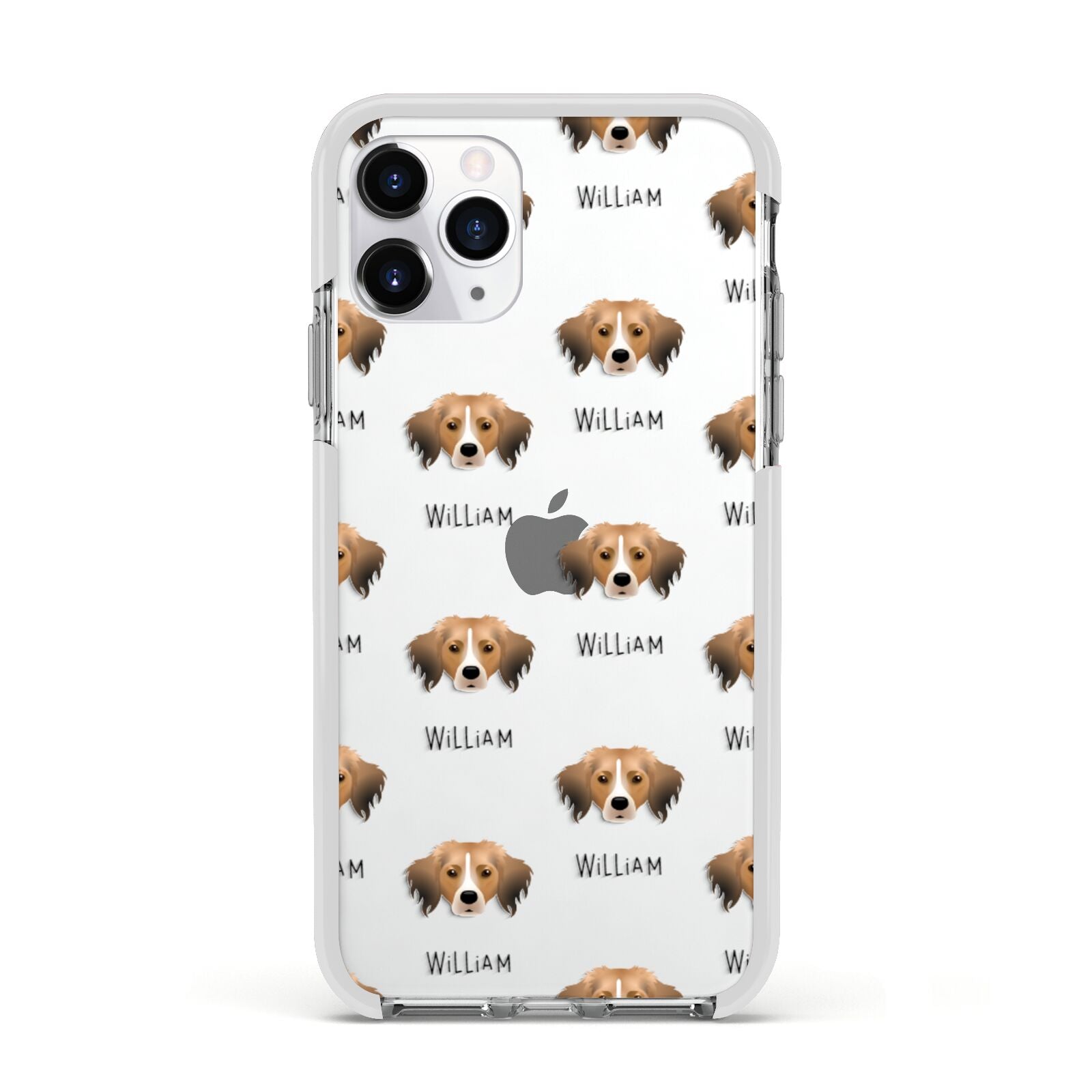 Kooikerhondje Icon with Name Apple iPhone 11 Pro in Silver with White Impact Case