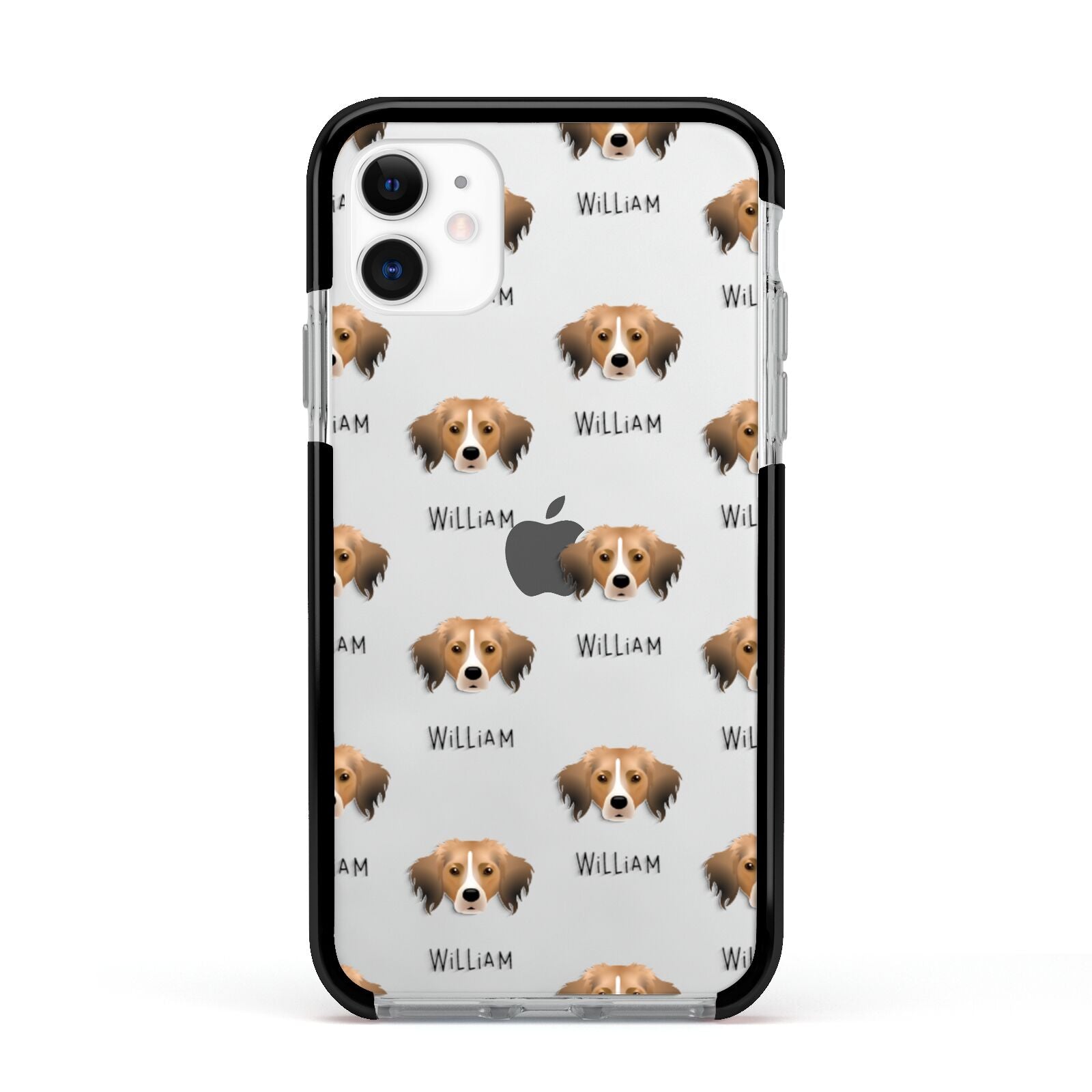 Kooikerhondje Icon with Name Apple iPhone 11 in White with Black Impact Case