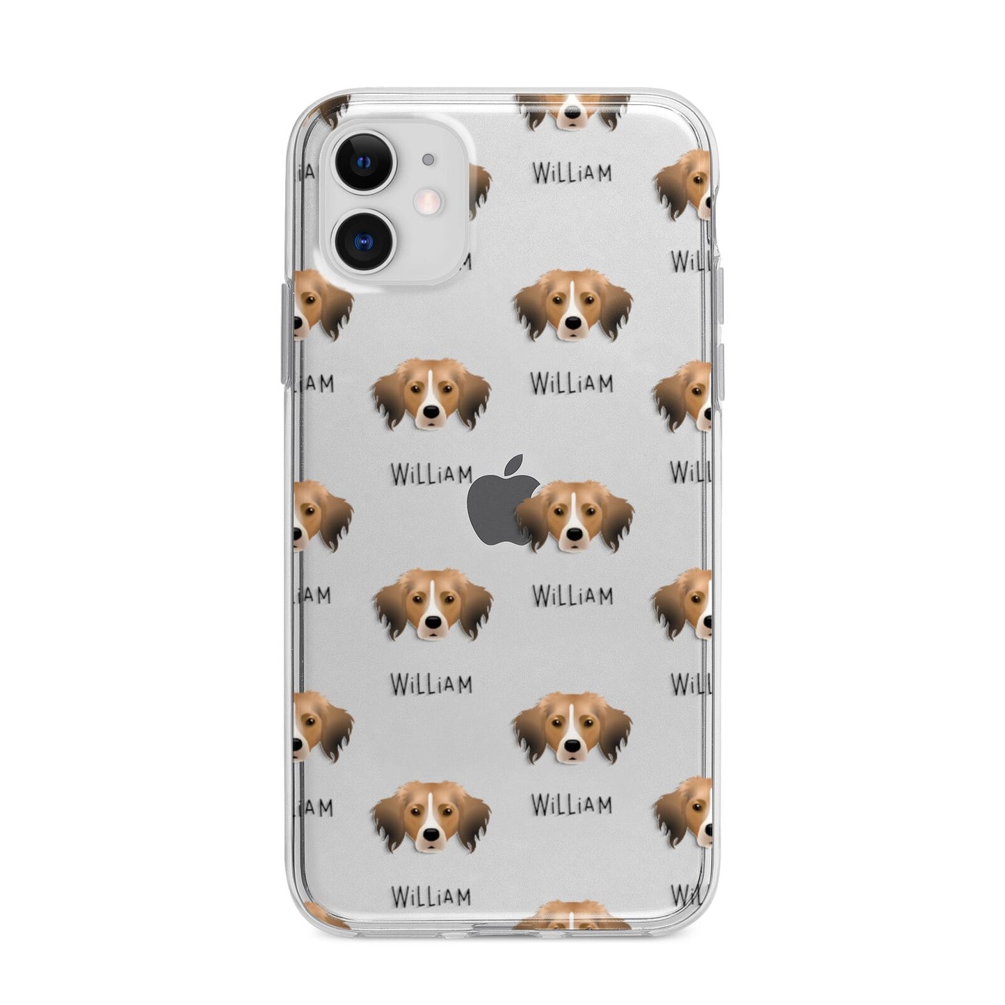 Kooikerhondje Icon with Name Apple iPhone 11 in White with Bumper Case