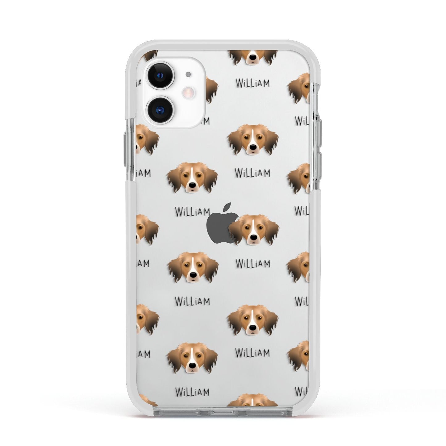 Kooikerhondje Icon with Name Apple iPhone 11 in White with White Impact Case