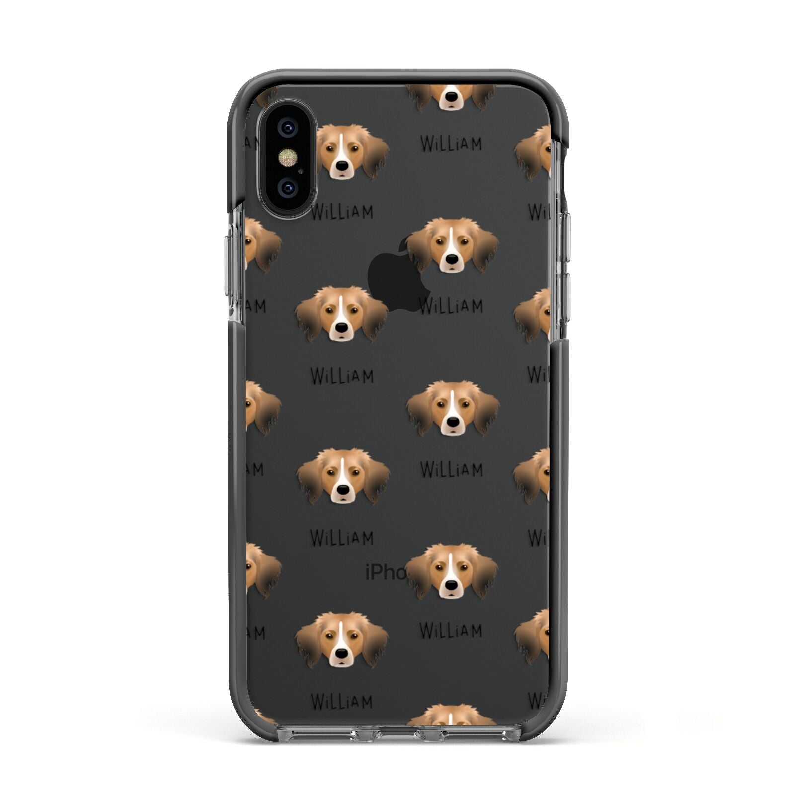 Kooikerhondje Icon with Name Apple iPhone Xs Impact Case Black Edge on Black Phone