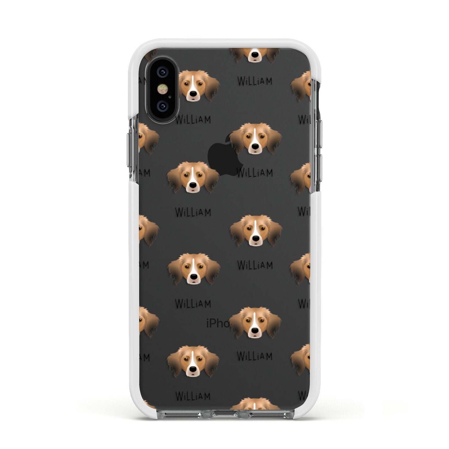 Kooikerhondje Icon with Name Apple iPhone Xs Impact Case White Edge on Black Phone