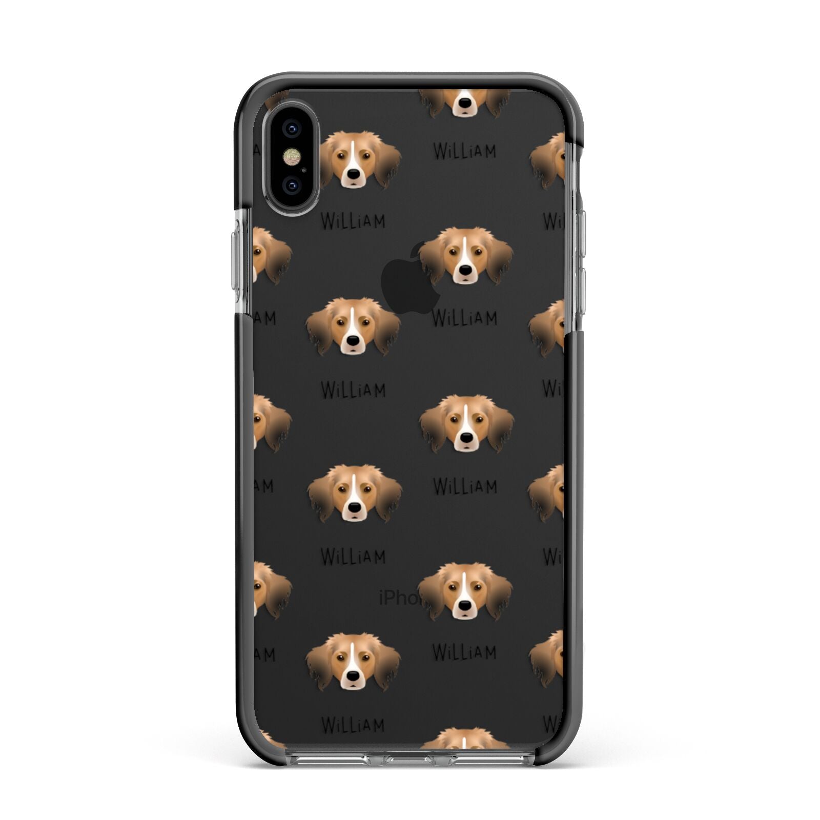 Kooikerhondje Icon with Name Apple iPhone Xs Max Impact Case Black Edge on Black Phone