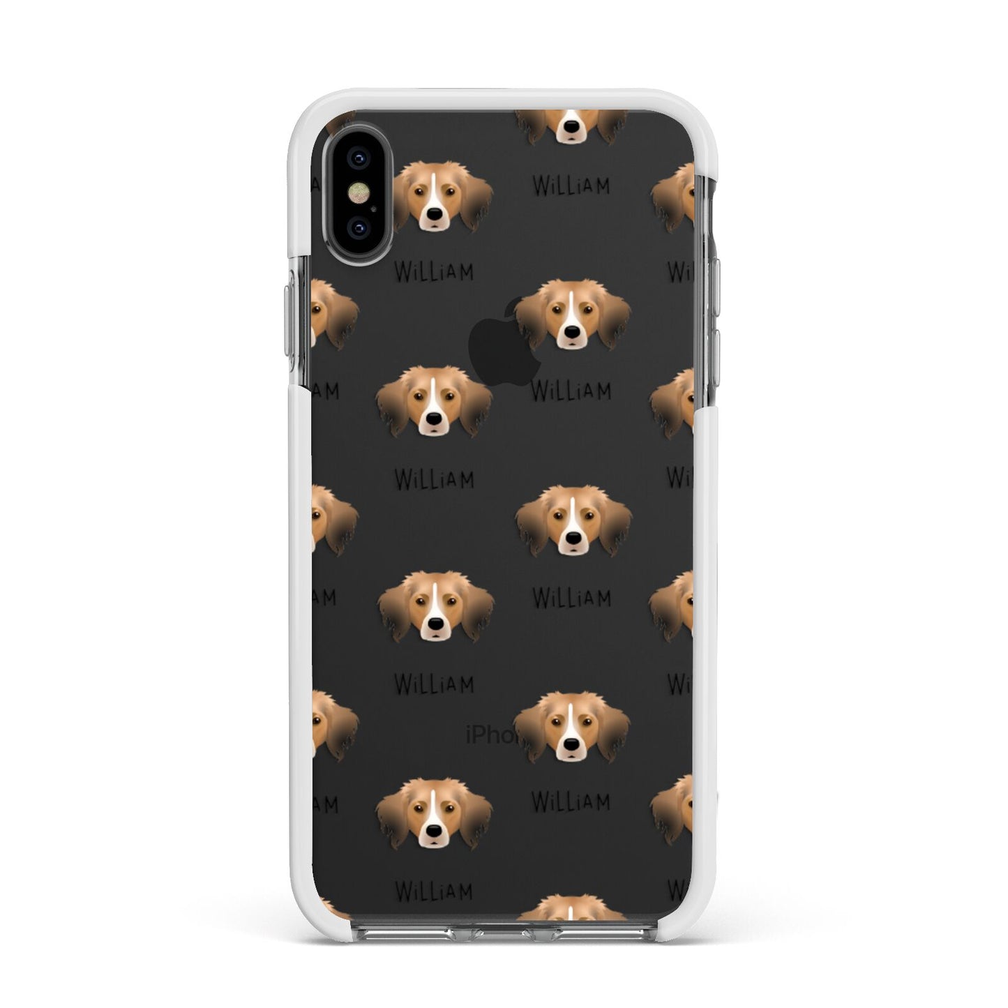 Kooikerhondje Icon with Name Apple iPhone Xs Max Impact Case White Edge on Black Phone