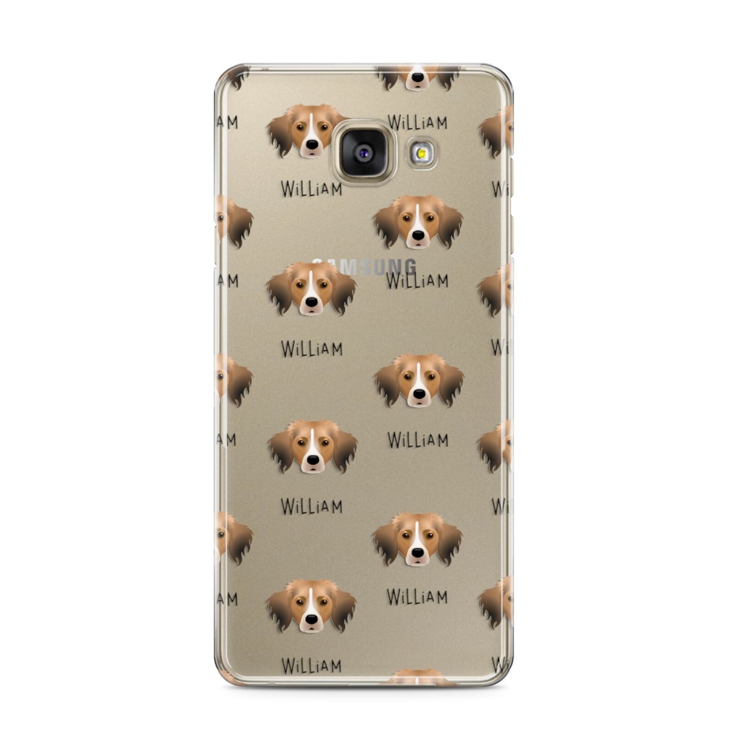 Kooikerhondje Icon with Name Samsung Galaxy A3 2016 Case on gold phone