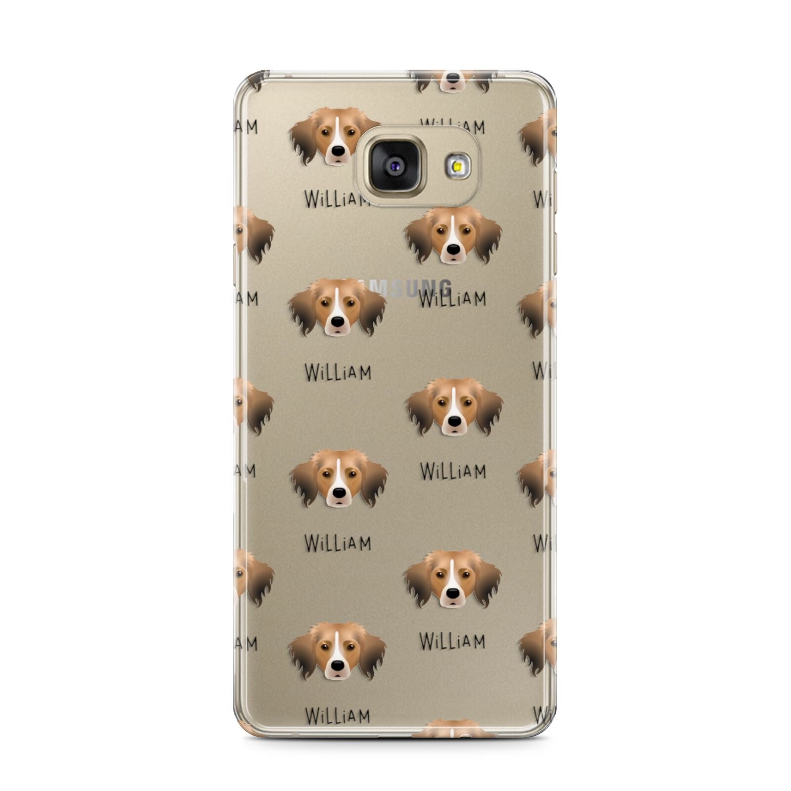 Kooikerhondje Icon with Name Samsung Galaxy A7 2016 Case on gold phone