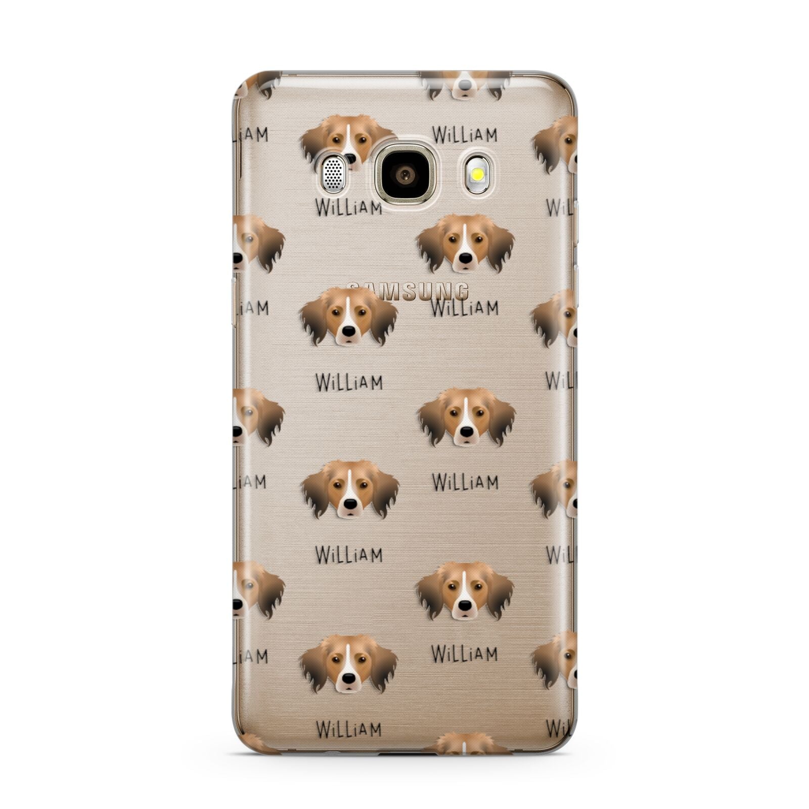 Kooikerhondje Icon with Name Samsung Galaxy J7 2016 Case on gold phone