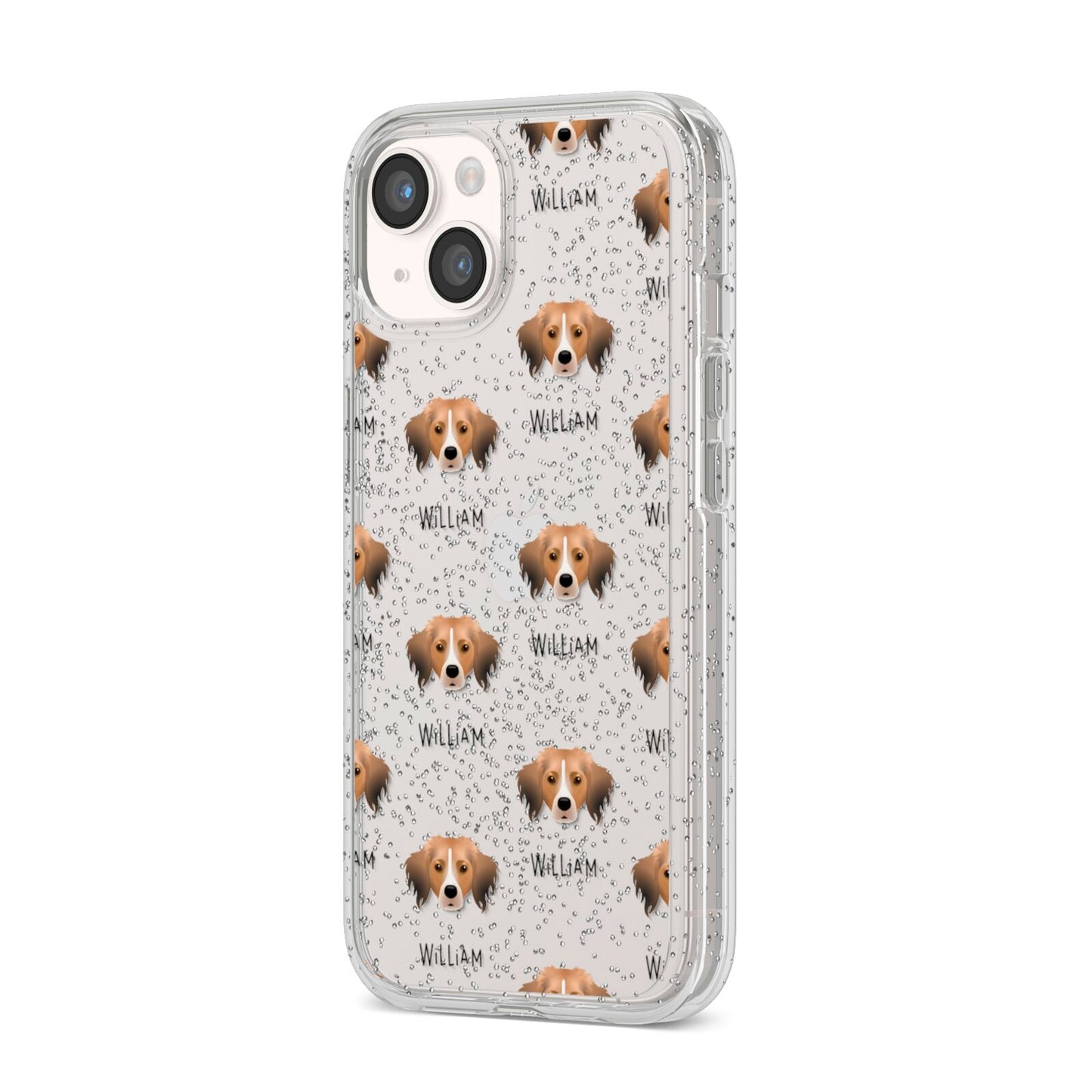 Kooikerhondje Icon with Name iPhone 14 Glitter Tough Case Starlight Angled Image