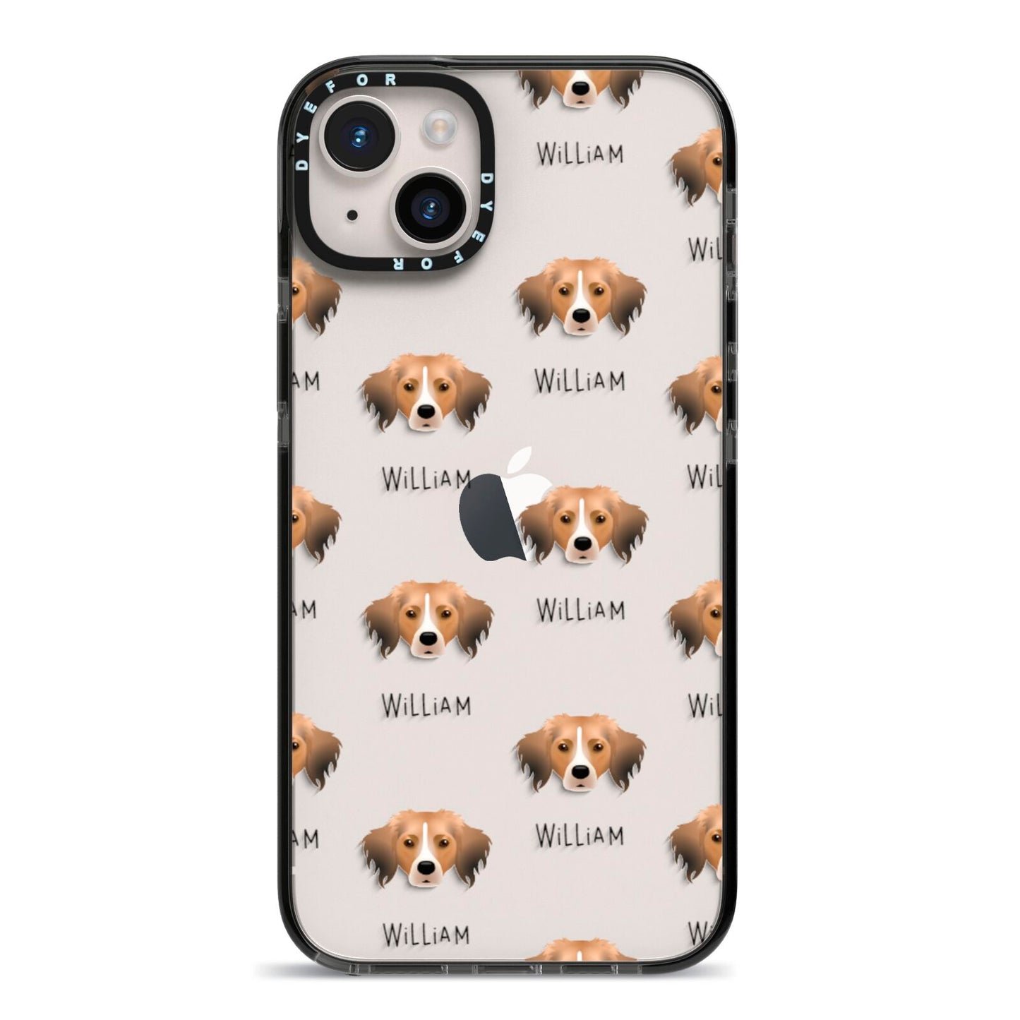 Kooikerhondje Icon with Name iPhone 14 Plus Black Impact Case on Silver phone