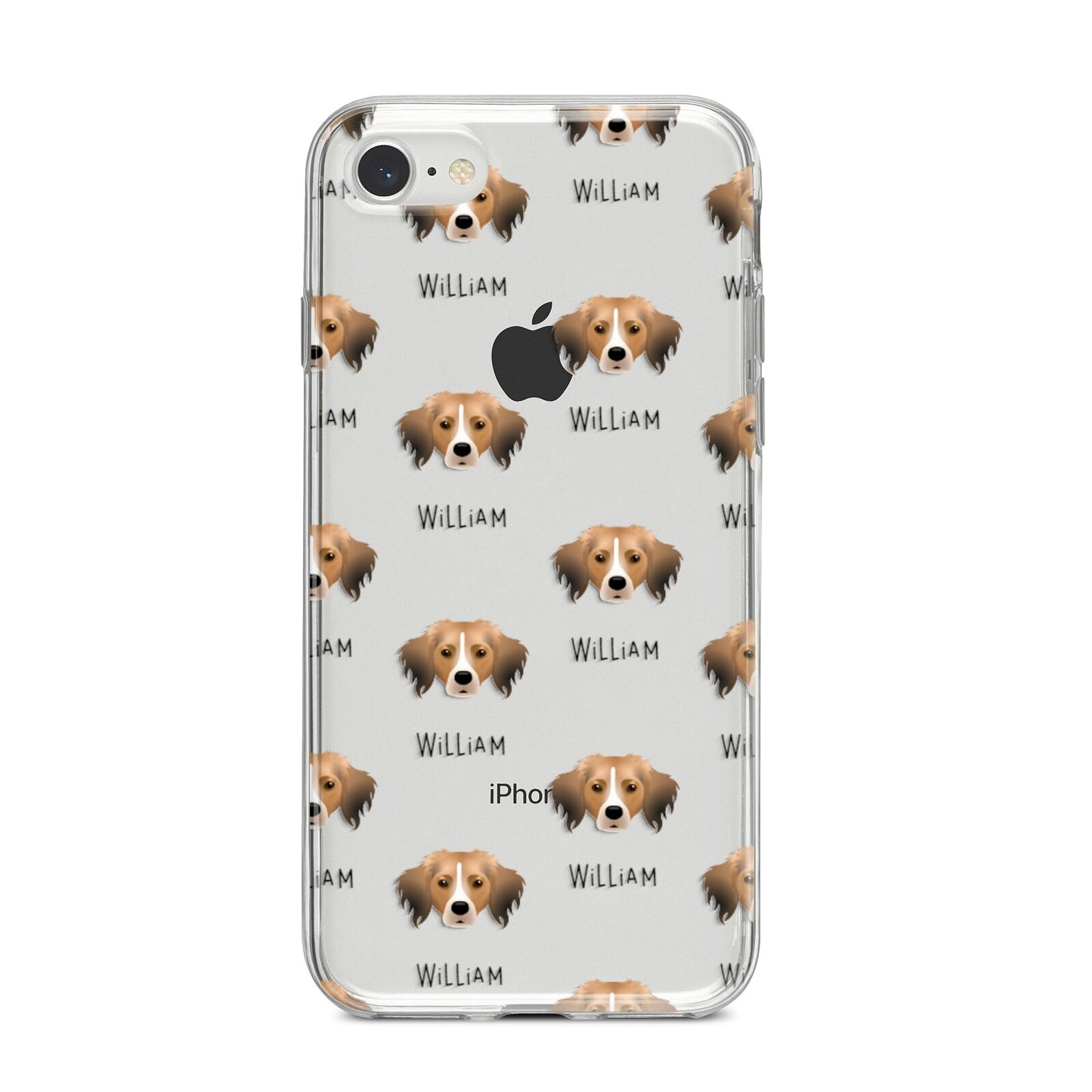 Kooikerhondje Icon with Name iPhone 8 Bumper Case on Silver iPhone