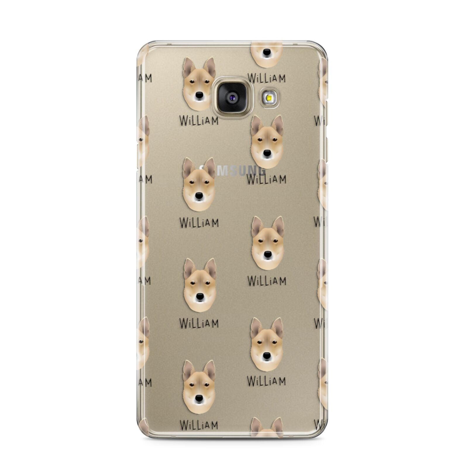 Korean Jindo Icon with Name Samsung Galaxy A3 2016 Case on gold phone