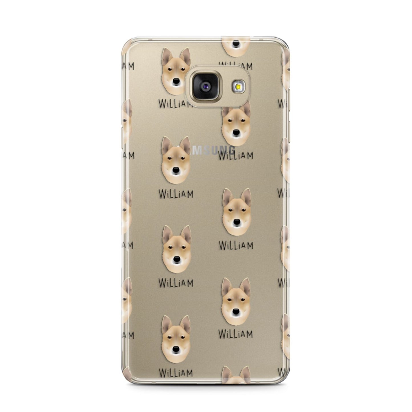 Korean Jindo Icon with Name Samsung Galaxy A7 2016 Case on gold phone