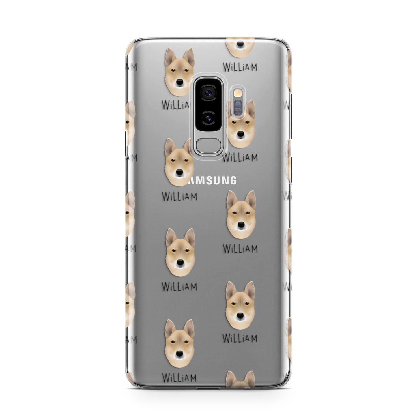 Korean Jindo Icon with Name Samsung Galaxy S9 Plus Case on Silver phone