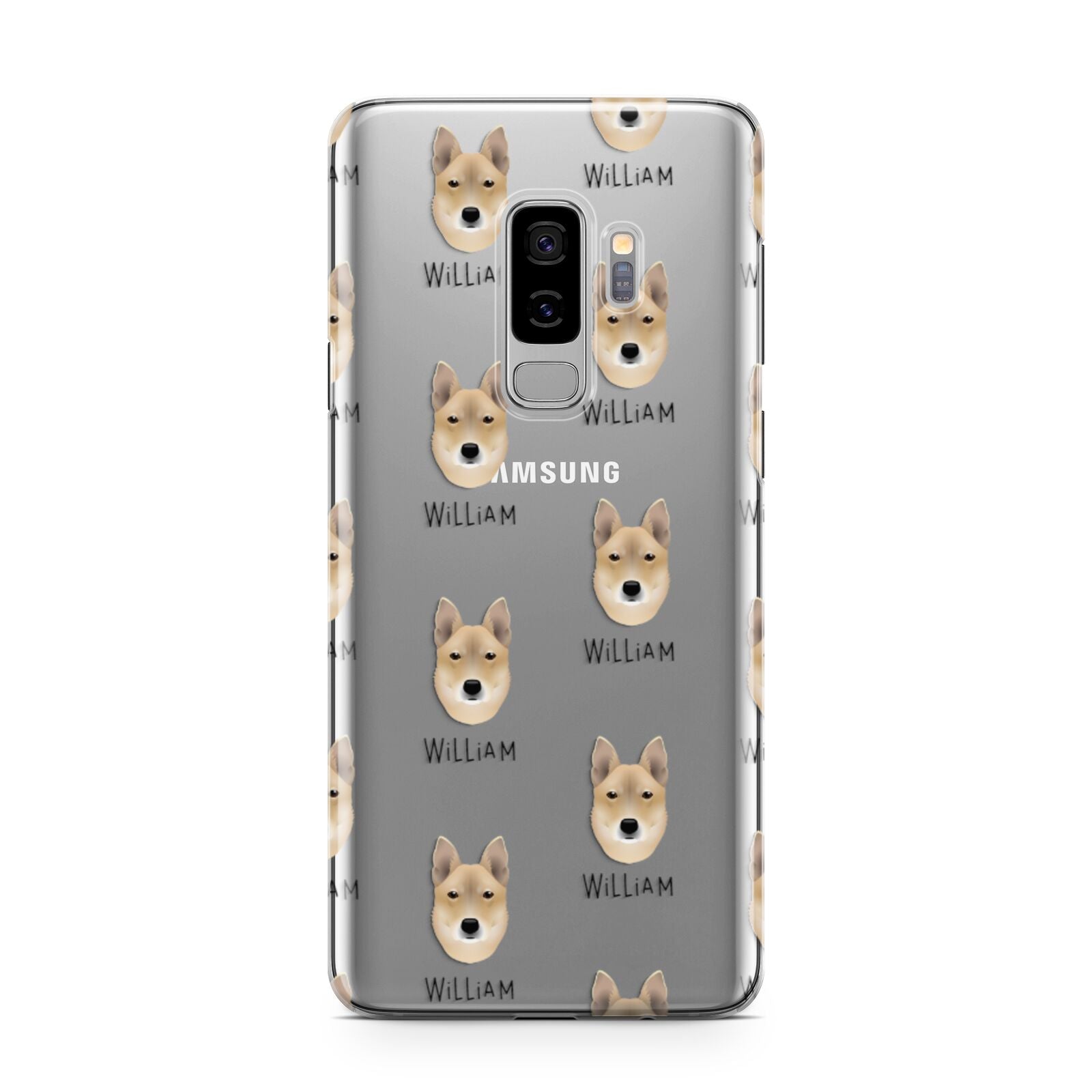 Korean Jindo Icon with Name Samsung Galaxy S9 Plus Case on Silver phone