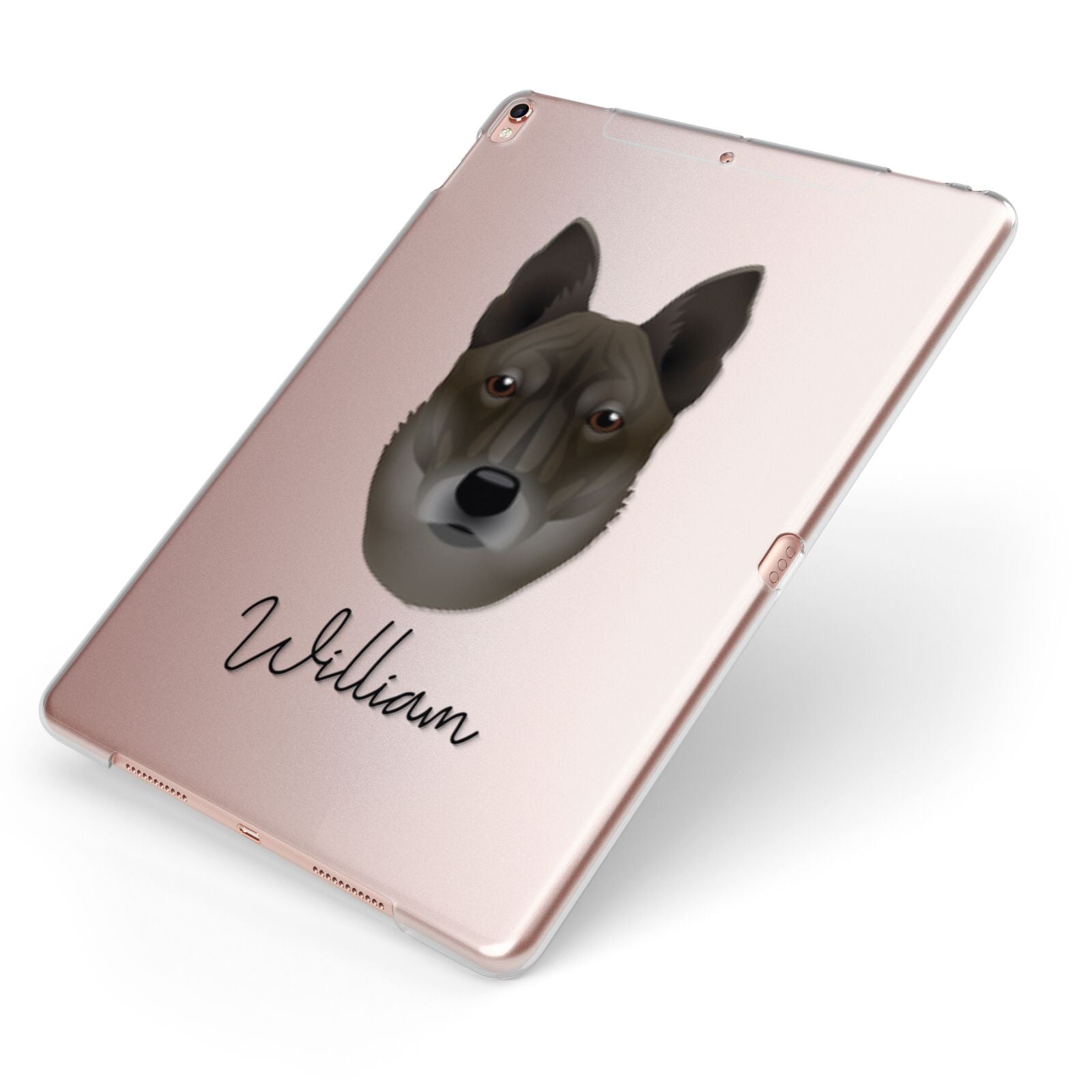 Korean Jindo Personalised Apple iPad Case on Rose Gold iPad Side View