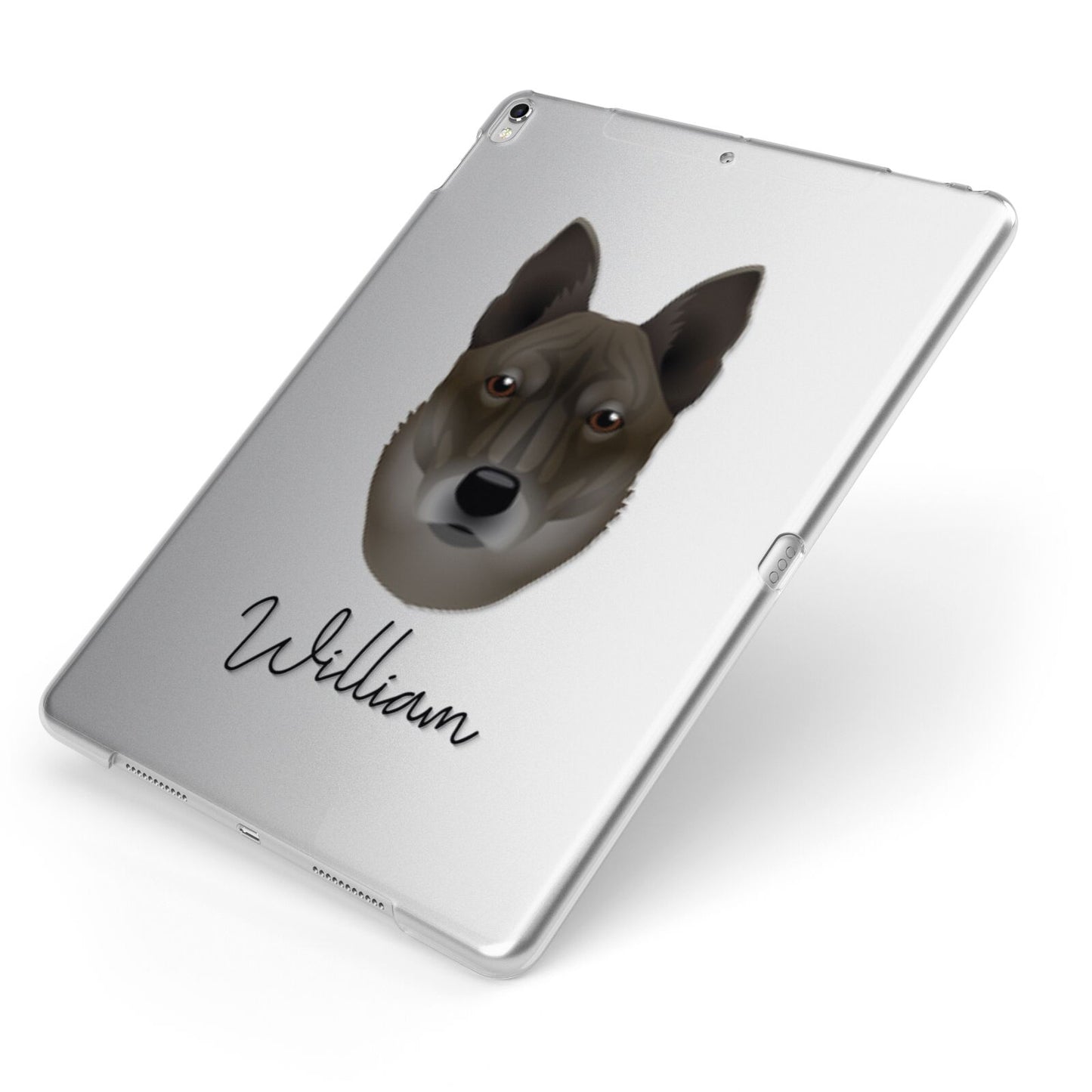 Korean Jindo Personalised Apple iPad Case on Silver iPad Side View