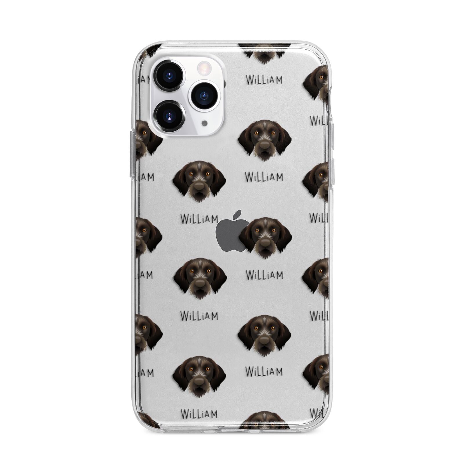 Korthals Griffon Icon with Name Apple iPhone 11 Pro Max in Silver with Bumper Case