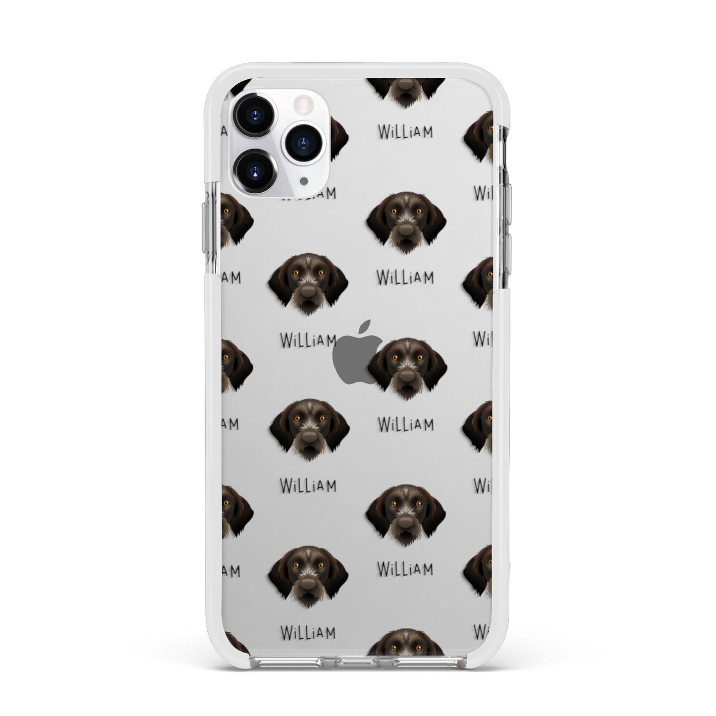 Korthals Griffon Icon with Name Apple iPhone 11 Pro Max in Silver with White Impact Case