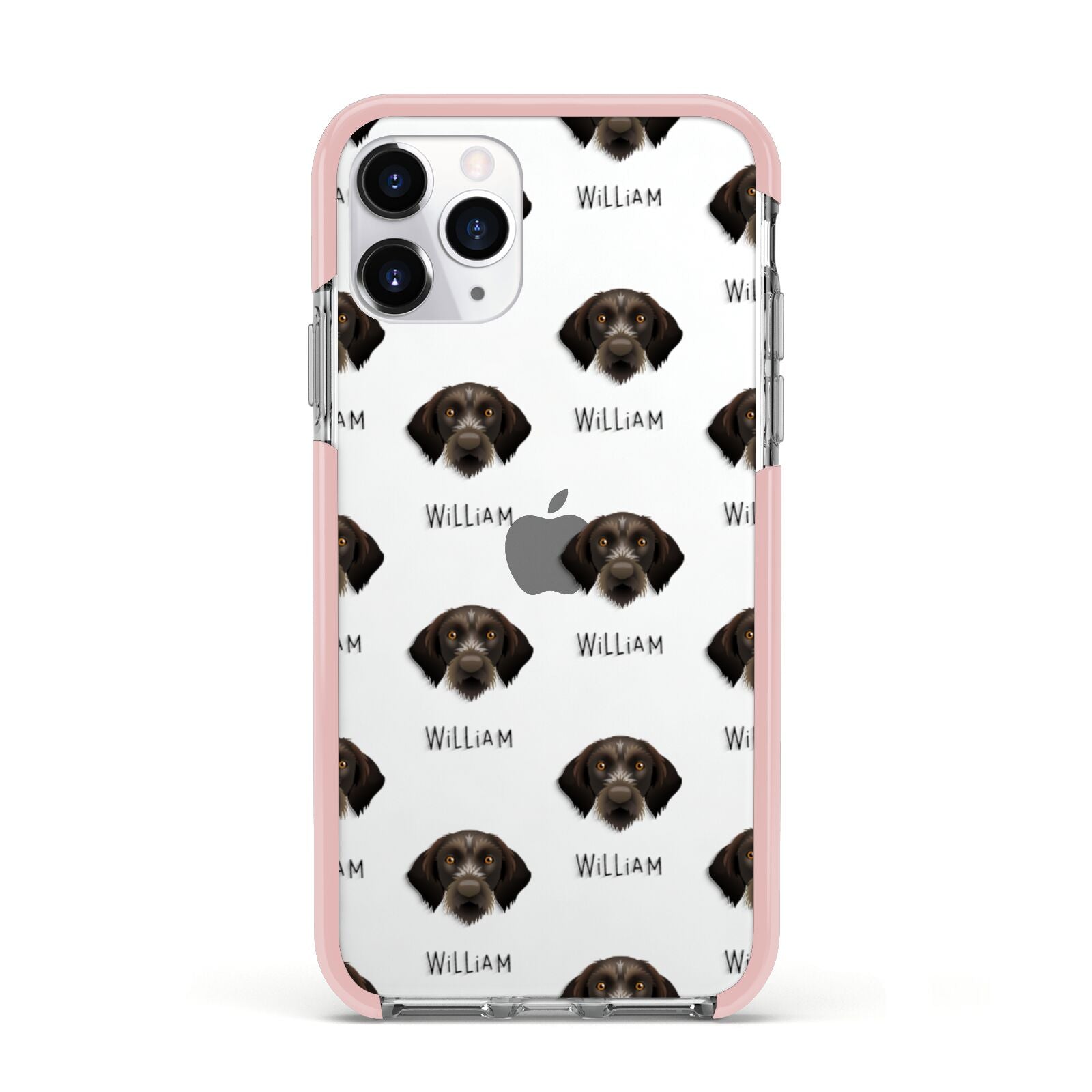 Korthals Griffon Icon with Name Apple iPhone 11 Pro in Silver with Pink Impact Case