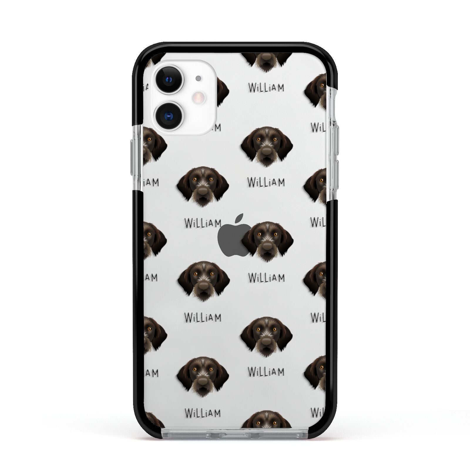 Korthals Griffon Icon with Name Apple iPhone 11 in White with Black Impact Case