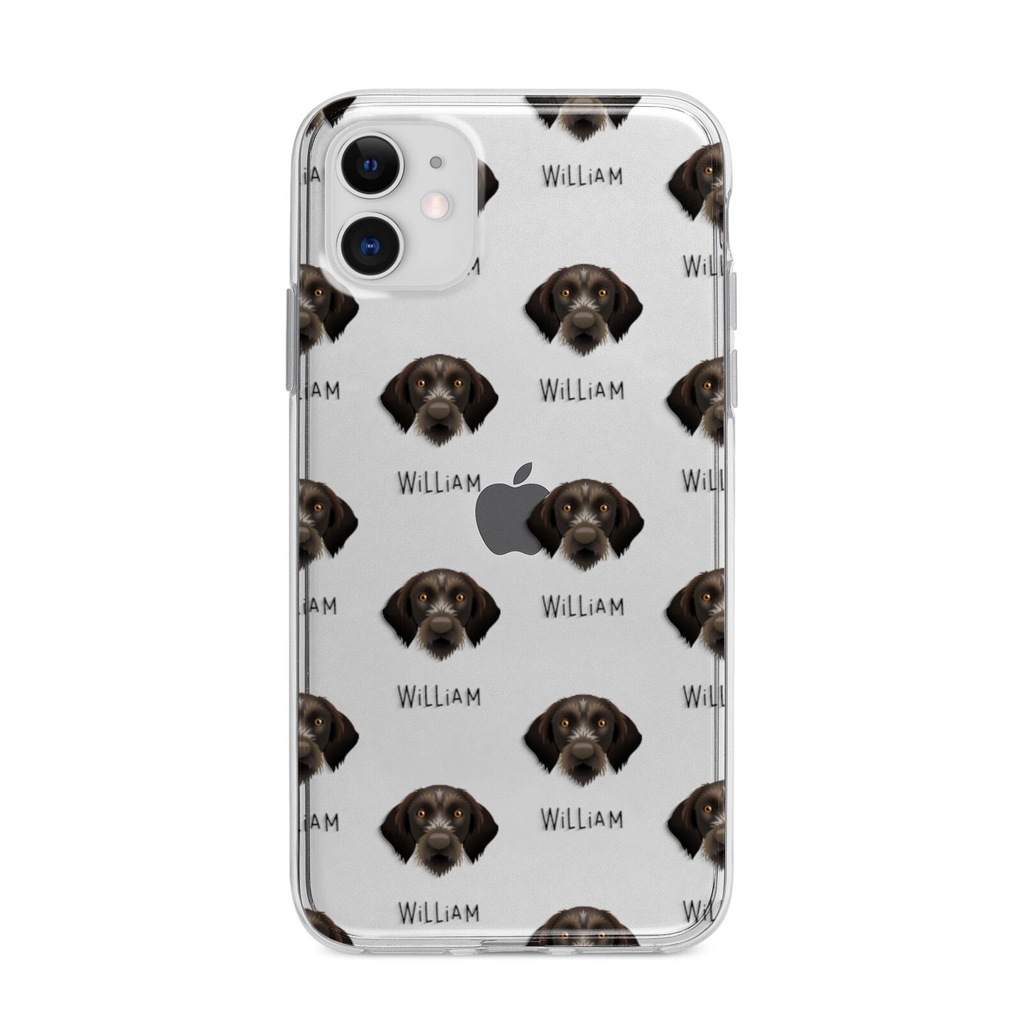 Korthals Griffon Icon with Name Apple iPhone 11 in White with Bumper Case