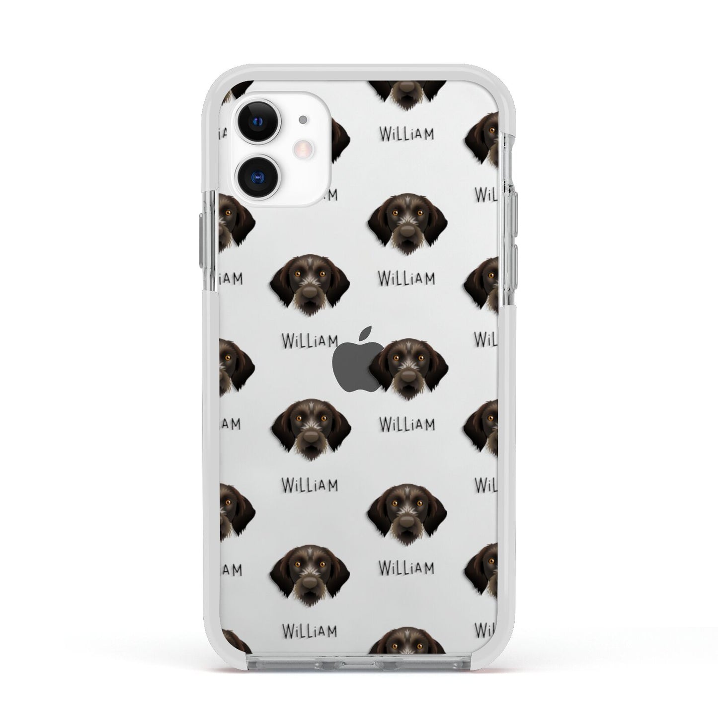 Korthals Griffon Icon with Name Apple iPhone 11 in White with White Impact Case