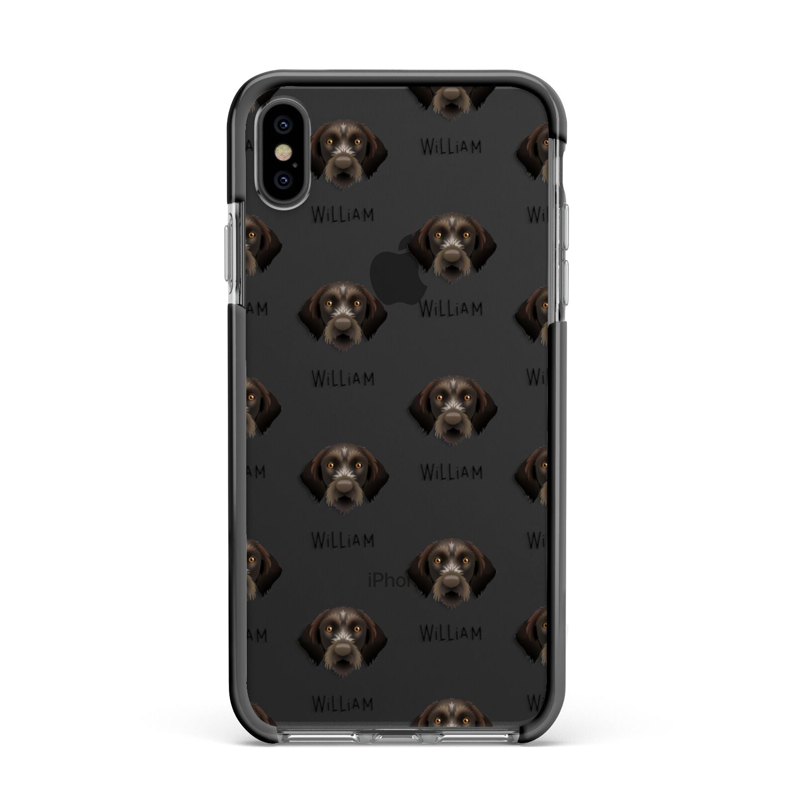 Korthals Griffon Icon with Name Apple iPhone Xs Max Impact Case Black Edge on Black Phone